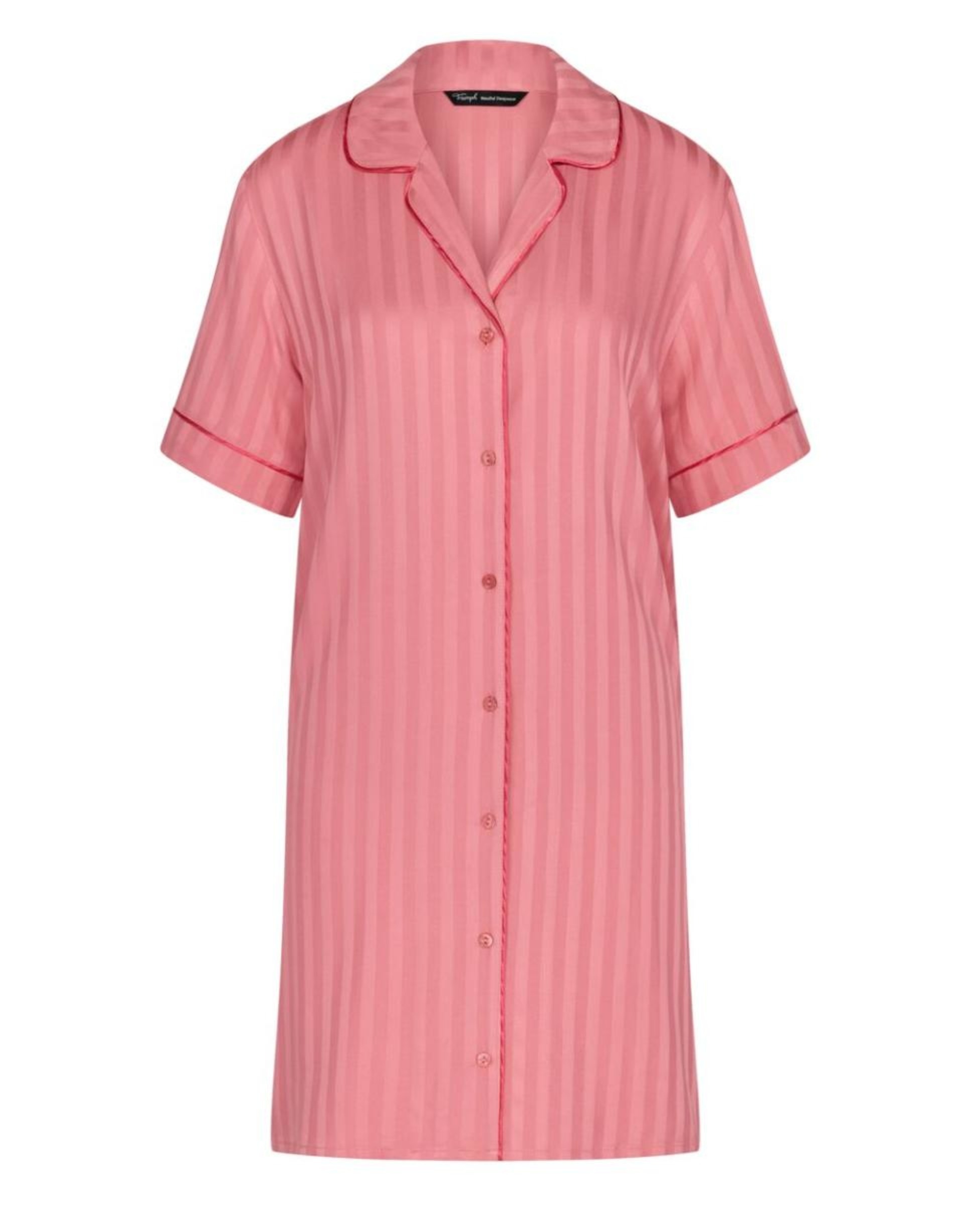 Camisa de Dormir com Manga Curta e Jacquard Rosa-4