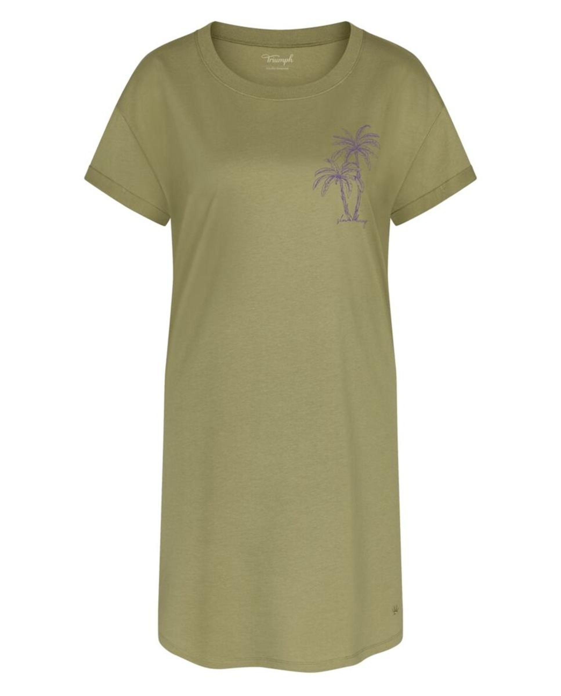 Camisa de Dormir 100% Algodão com Manga Curta Verde-4