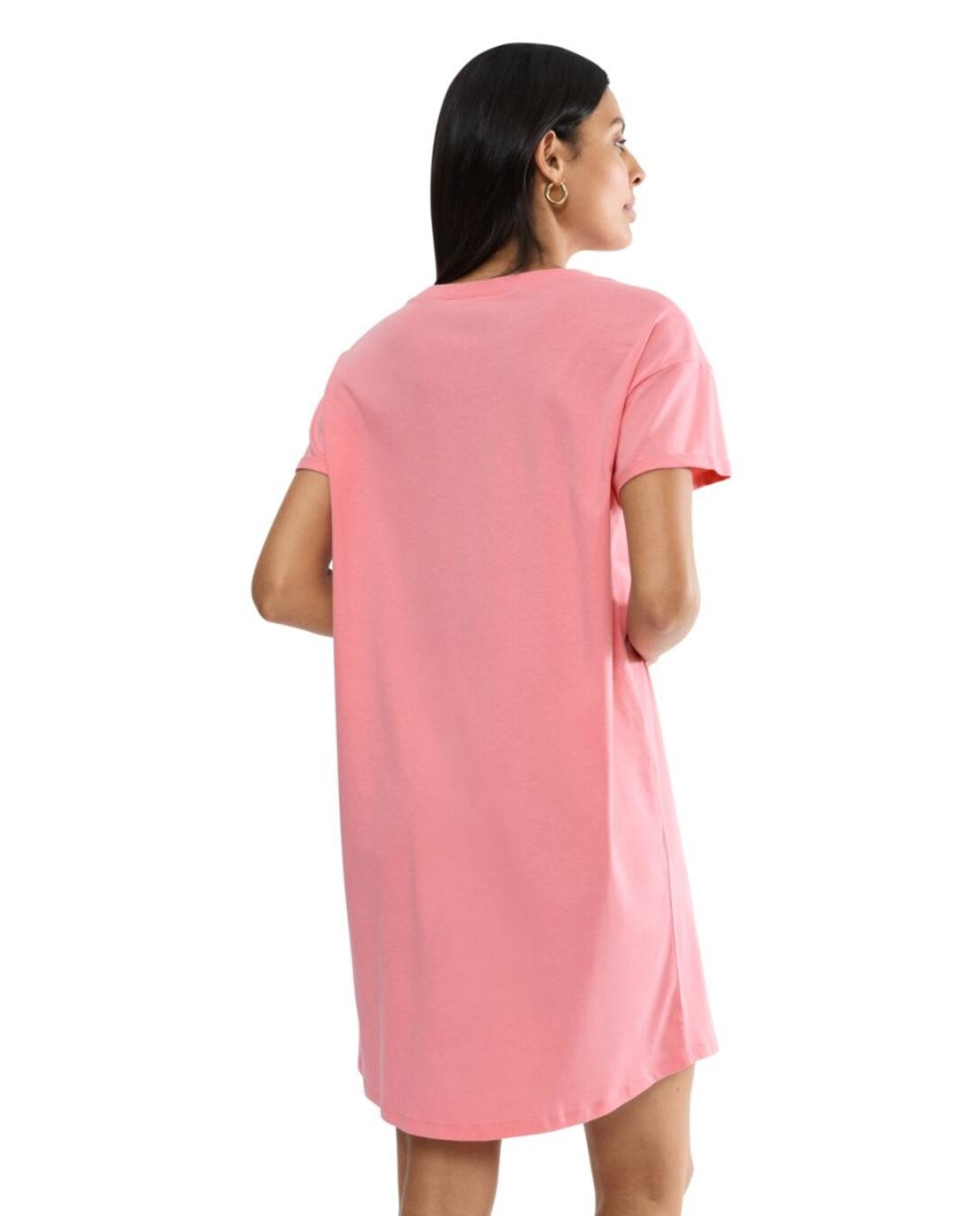 Camisa de Dormir 100% Algodão com Manga Curta Rosa-2