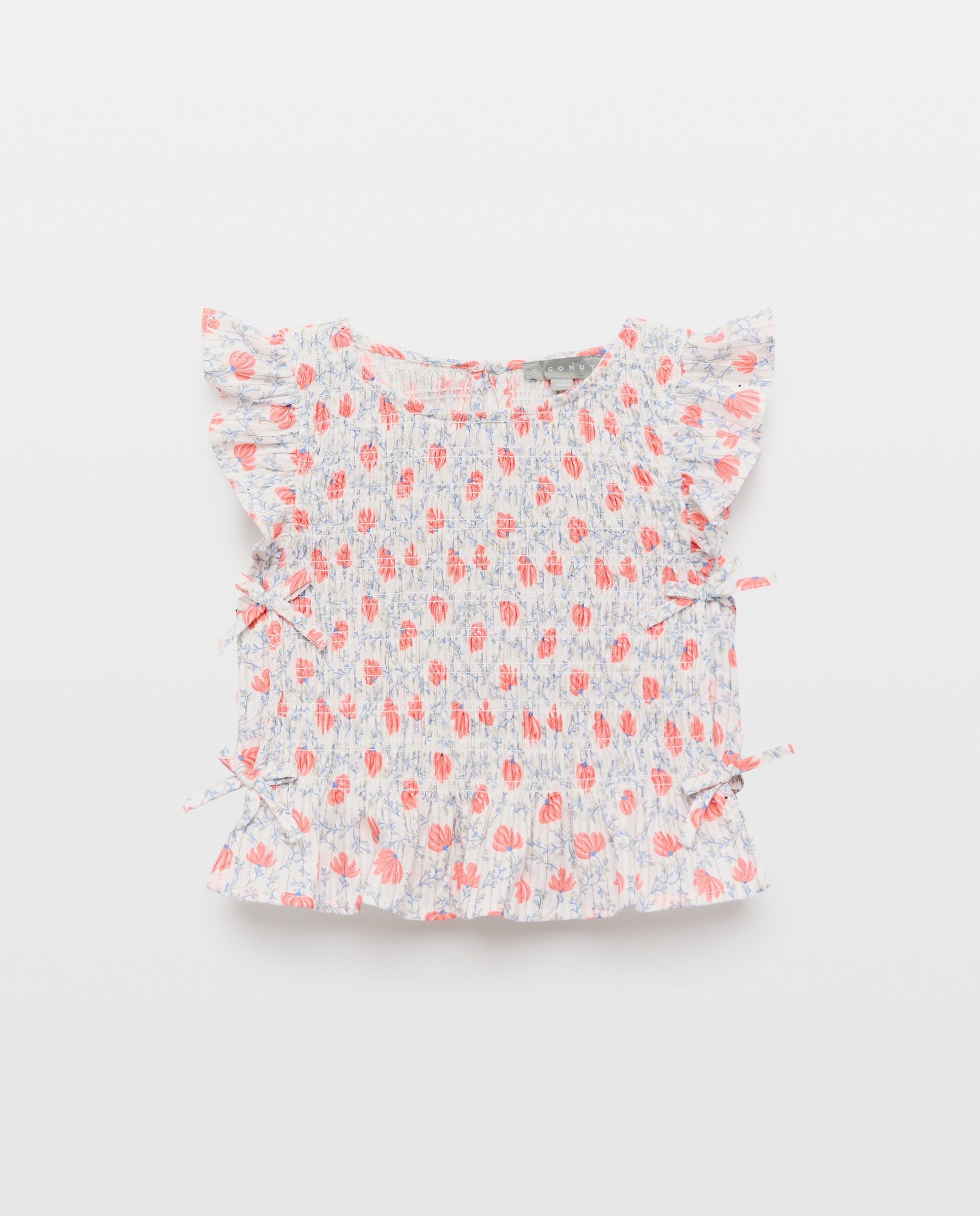 Blusa sem Mangas com Elásticos e Estampado Rosa-4