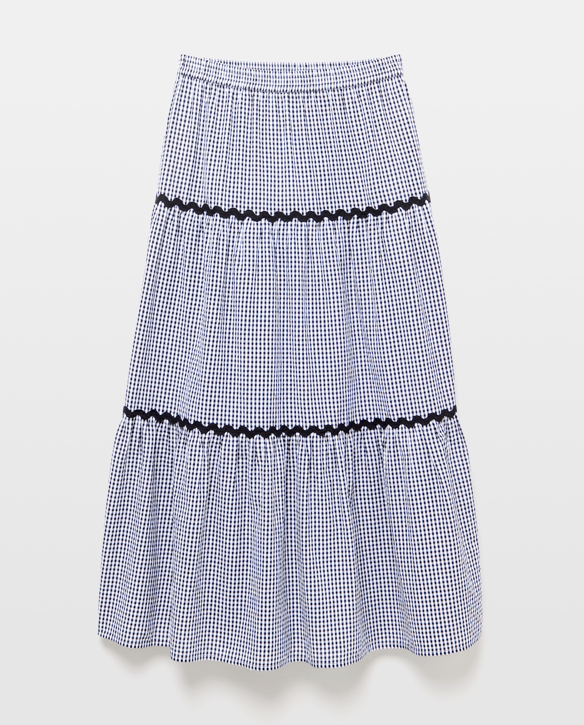 Saia Midi com Painéis de Piconela Preto-4