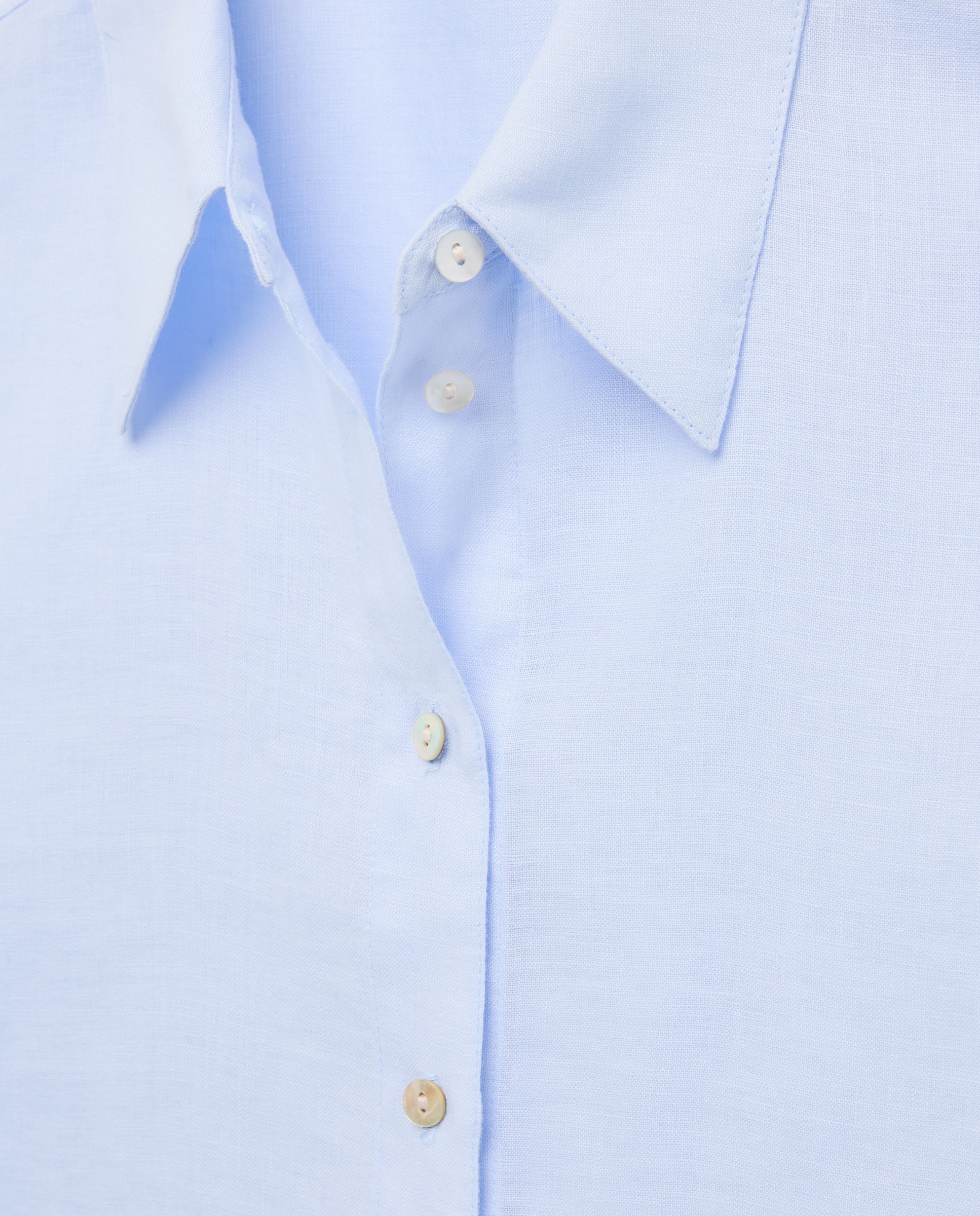 Camisa de Manga Comprida em Linho 410 Azul Claro-5