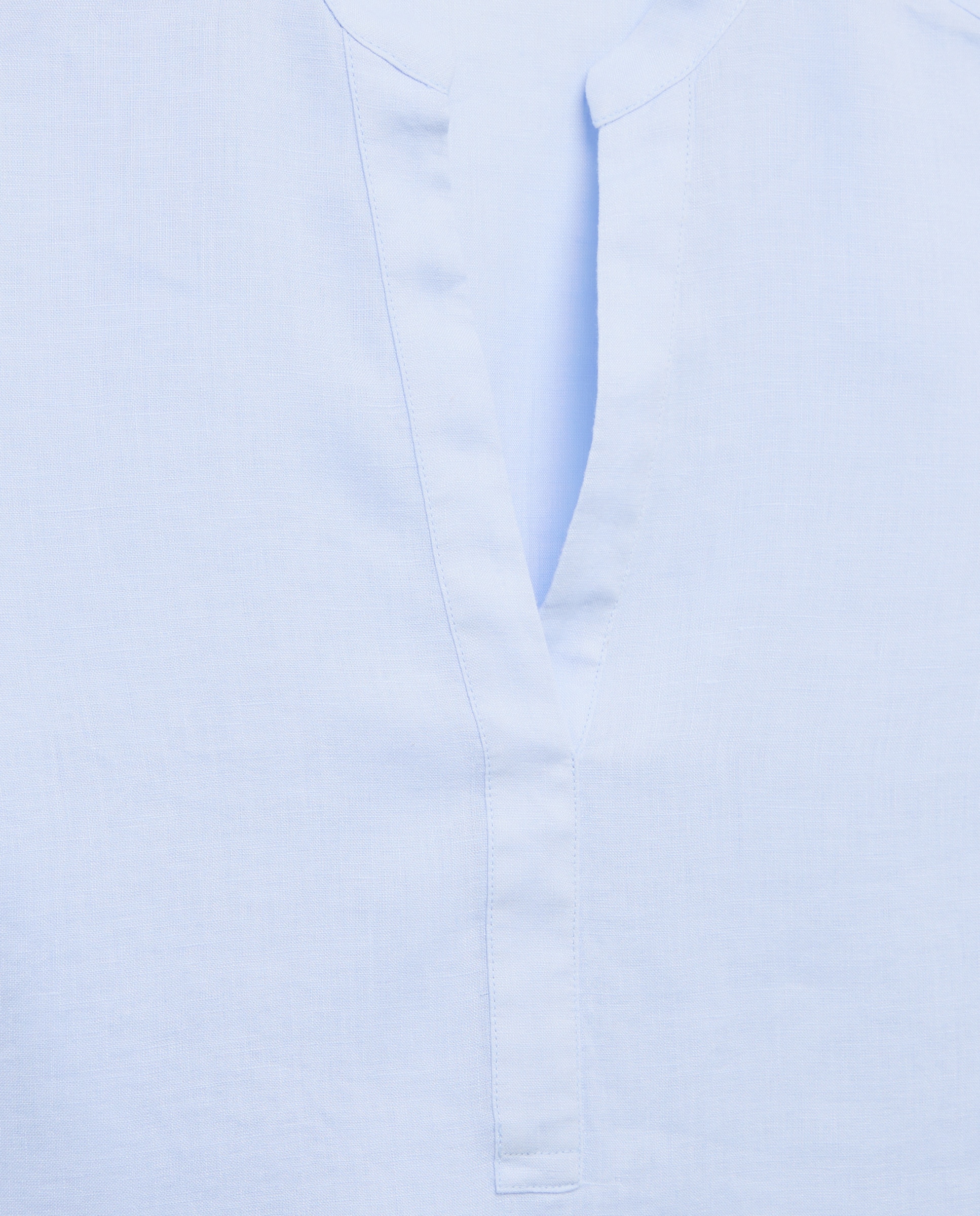 Túnica de Linho 3/4 com Decote Pronunciado 410 Azul Claro-5