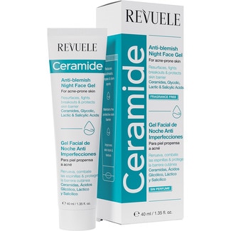 gel facial de noche anti-imperfecciones para piel propensa al acné tubo 40 ml con cerámidas, ácido glicólico, láctico y salicílico - Revuele
