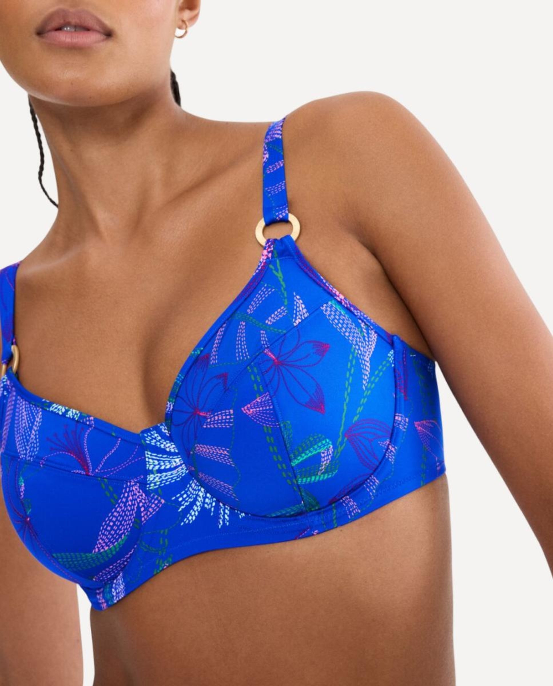 Top de Biquíni Redutor com Aro e Malha Mesh para Mais Suporte Multicolor-3