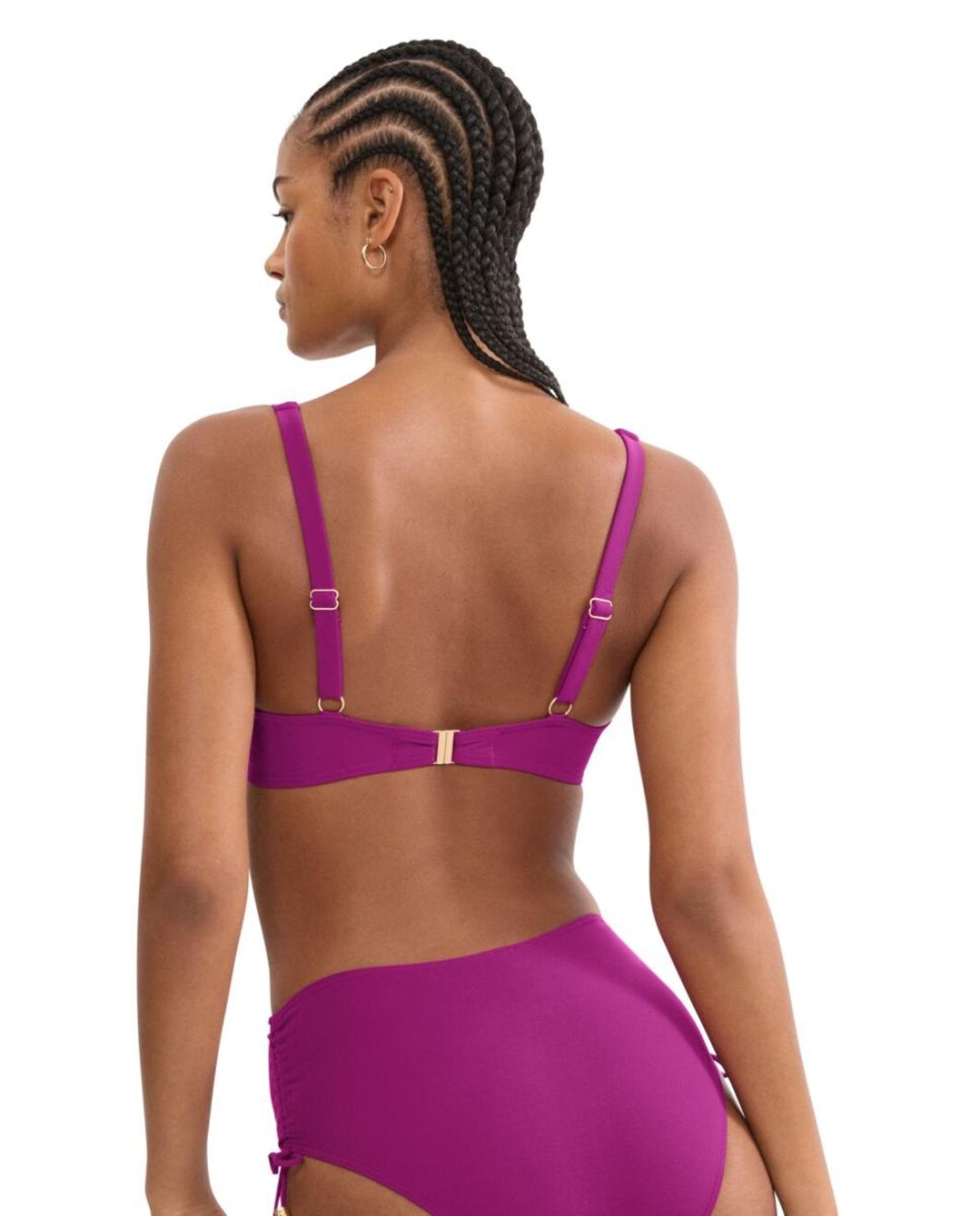 Top de Biquíni Triangular com Aro e Decote Profundo Rosa-2