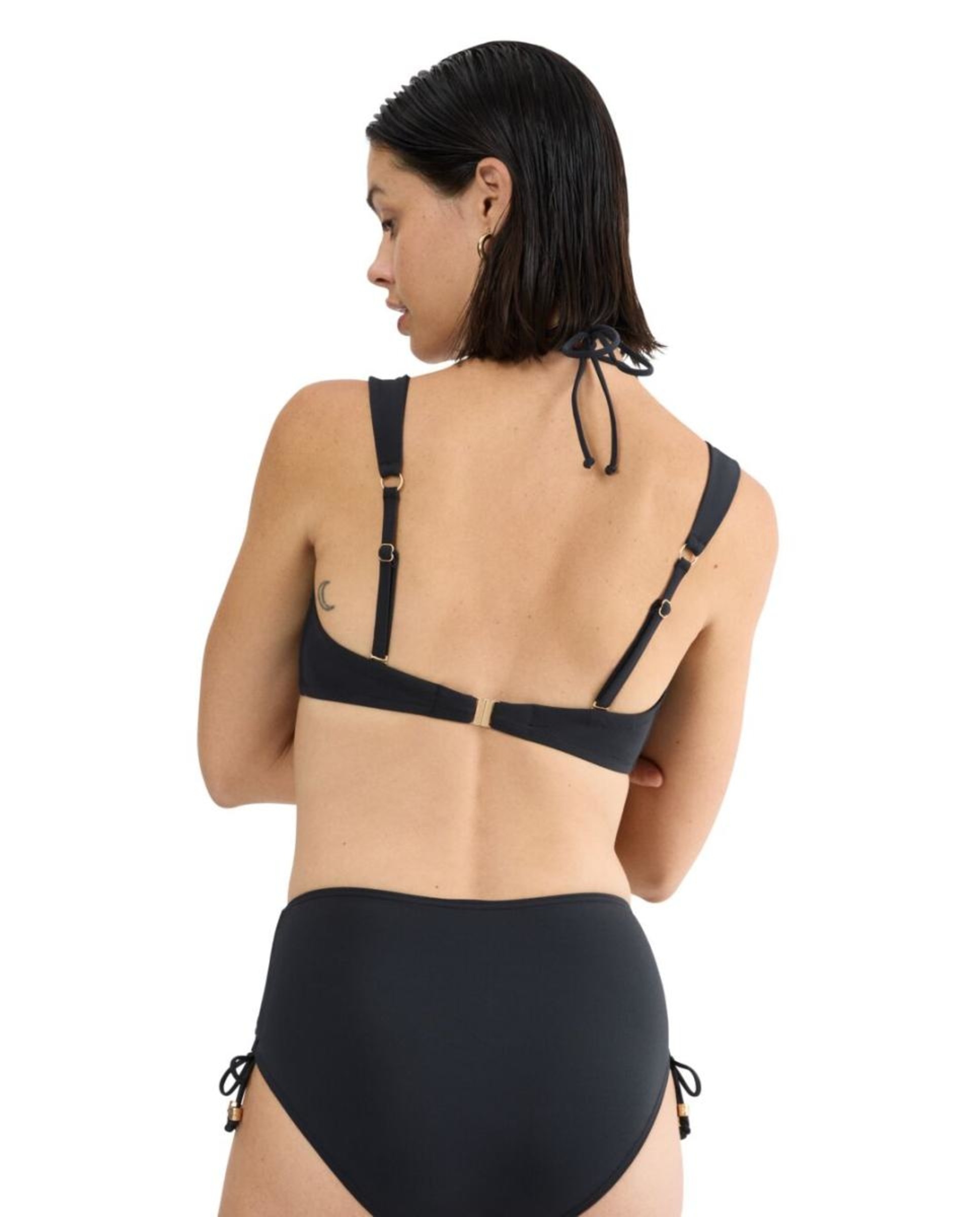 Soutien de Biquíni Bandeau com Copa Moldada e Almofada de Espuma de Secagem Rápida Preto-2