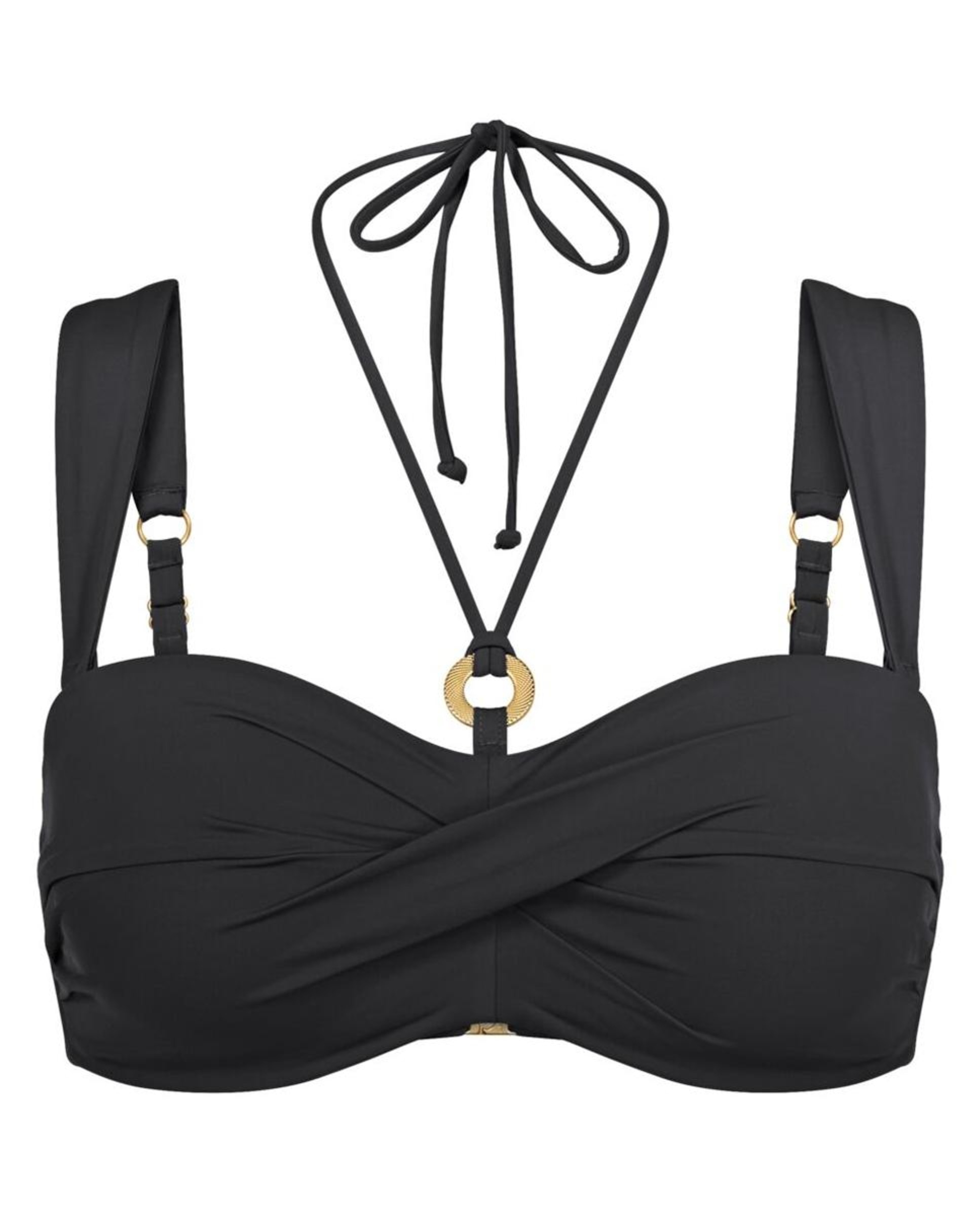 Soutien de Biquíni Bandeau com Copa Moldada e Almofada de Espuma de Secagem Rápida Preto-4