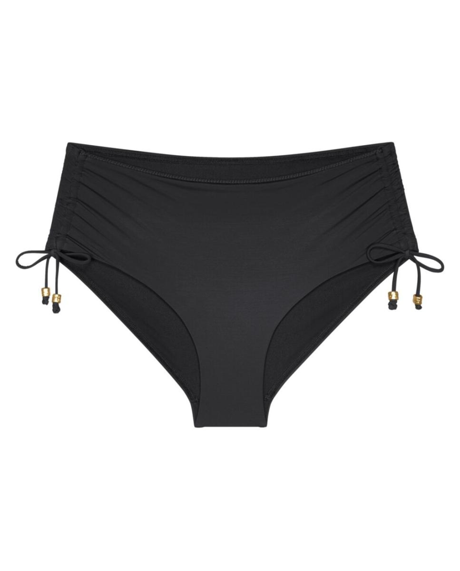 Cueca de Biquíni de Cobertura Alta com Ajuste Lateral Preto-4