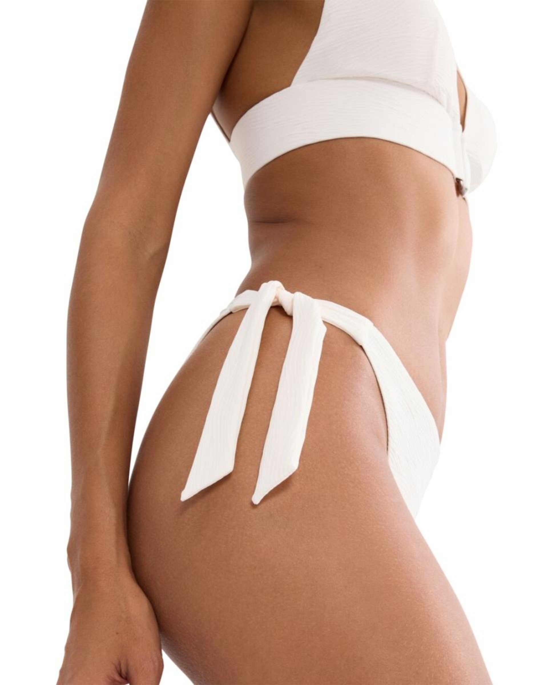 Cueca de Biquíni de Cobertura Baixa com Laço Lateral Branco-3