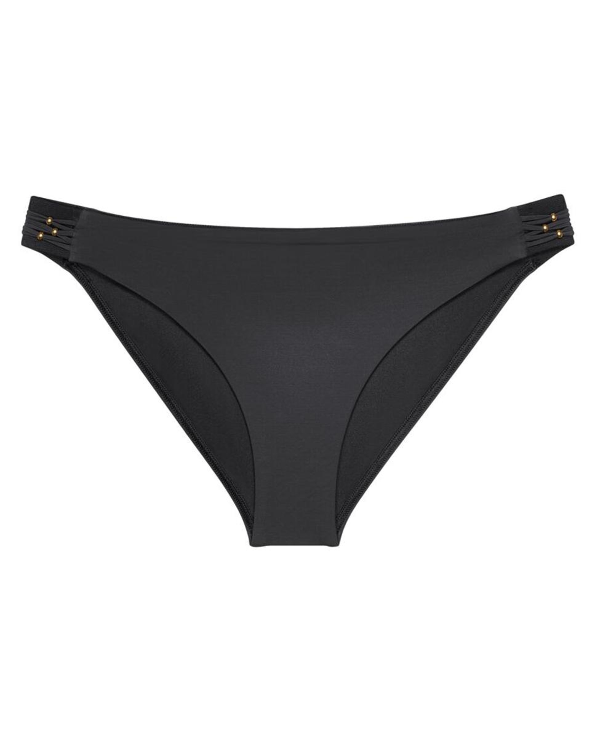 Cueca de Biquíni de Cobertura Média com Detalhes Laterais Preto-4