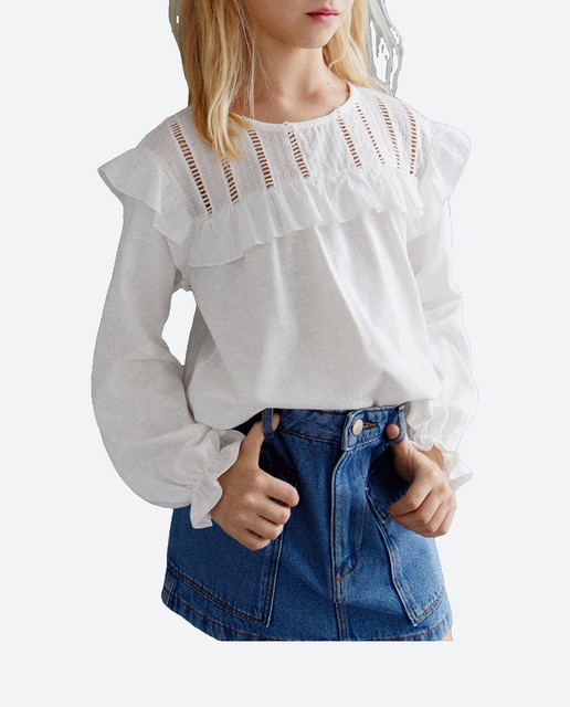 Imagen 0 de Camiseta de manga larga de niña estilo romántica