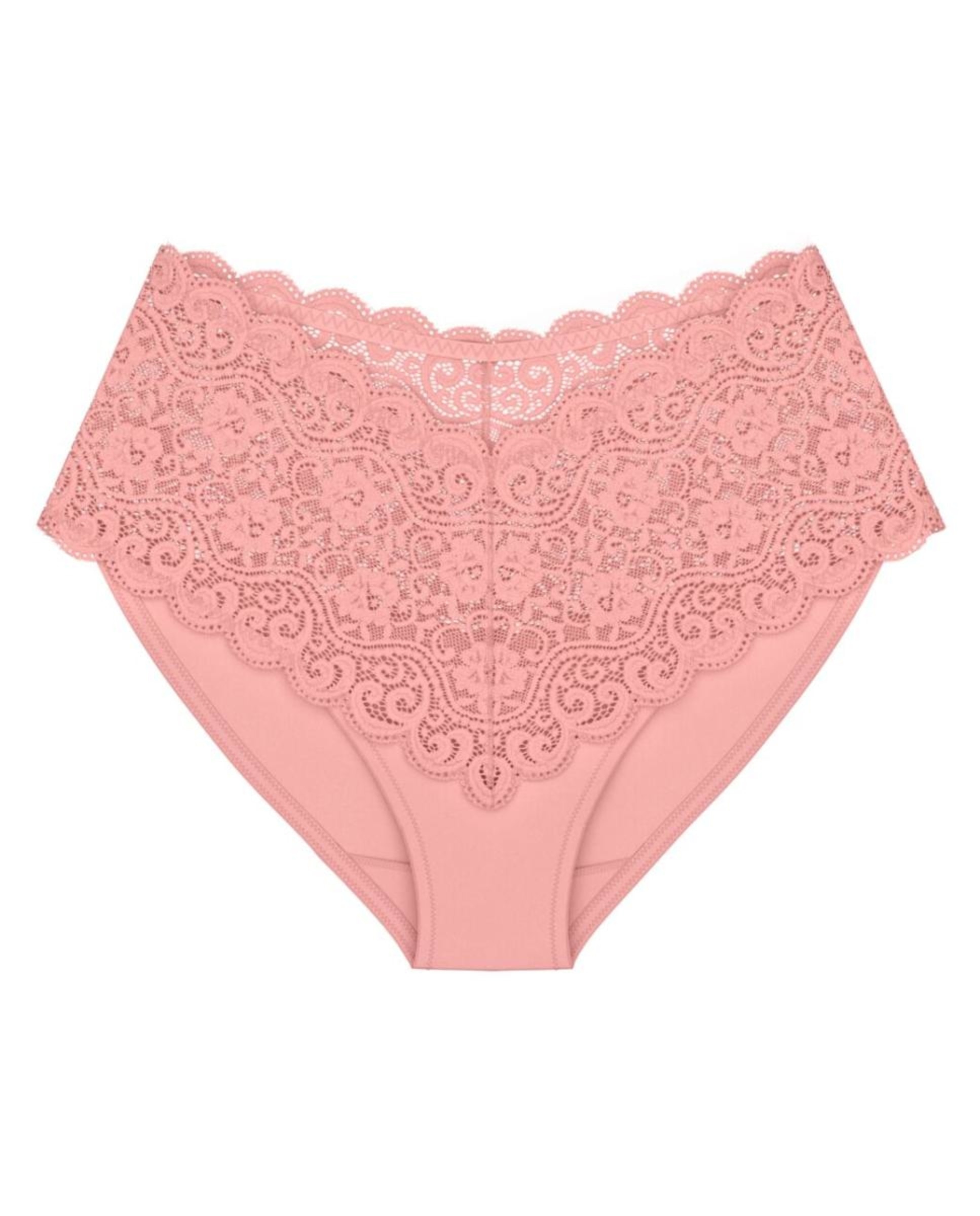 Cueca de Cintura Subida Clássica de Renda Rosa-claro-4