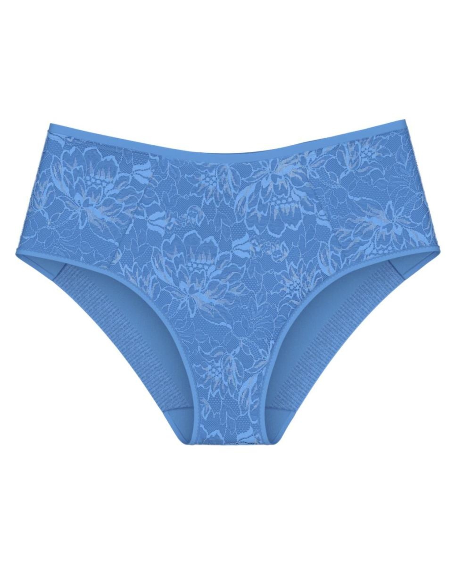 Cueca de Cintura Subida com Controlo Ligeiro Azul-4