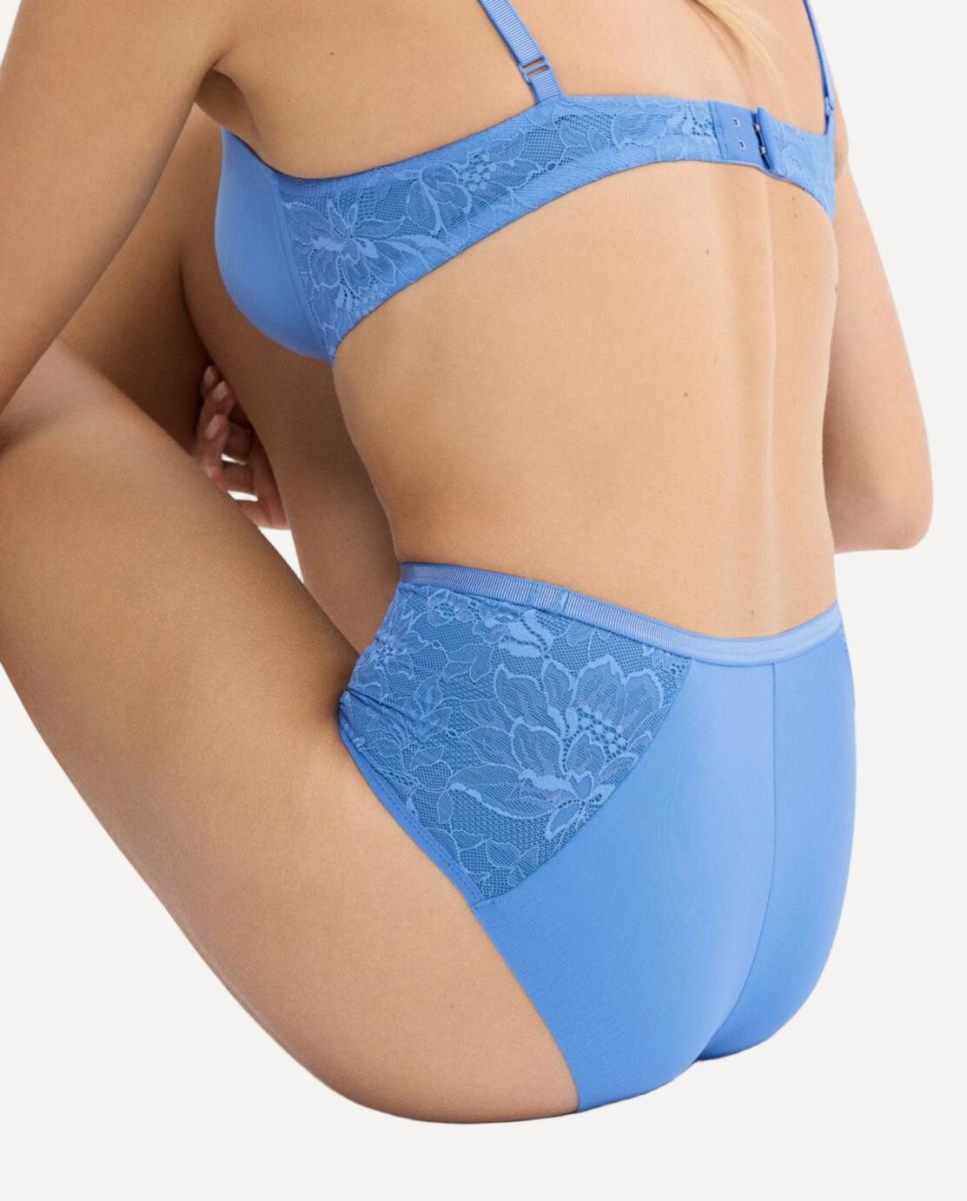 Cueca de Cintura Subida com Controlo Ligeiro Azul-3