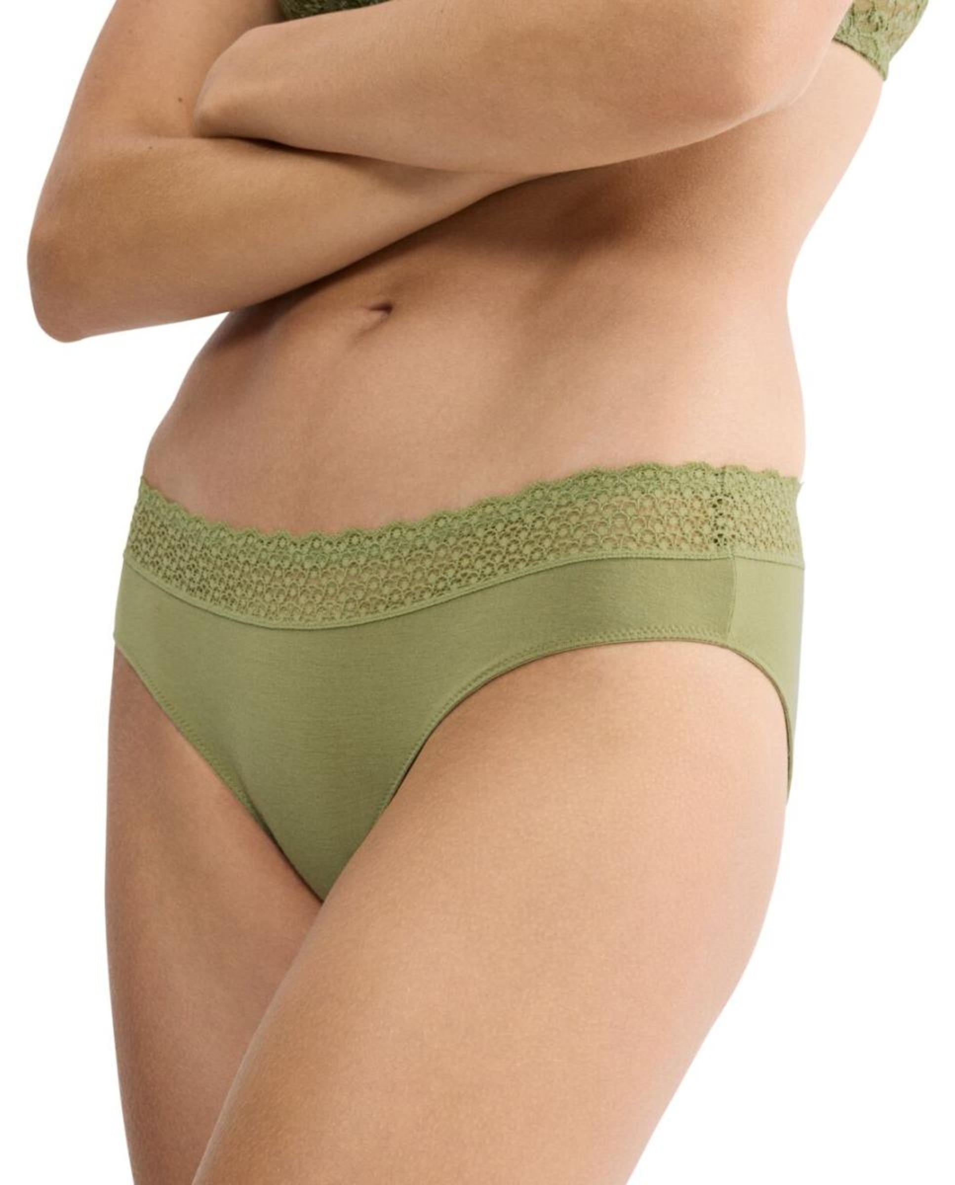 Cueca de Cobertura Média de Modal sem Costuras Verde-3