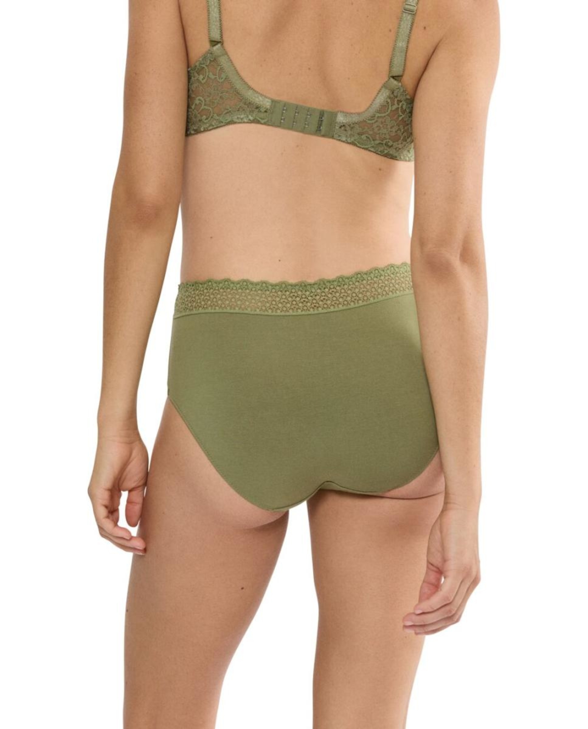 Cueca de Cobertura Alta de Modal sem Costuras Verde-2