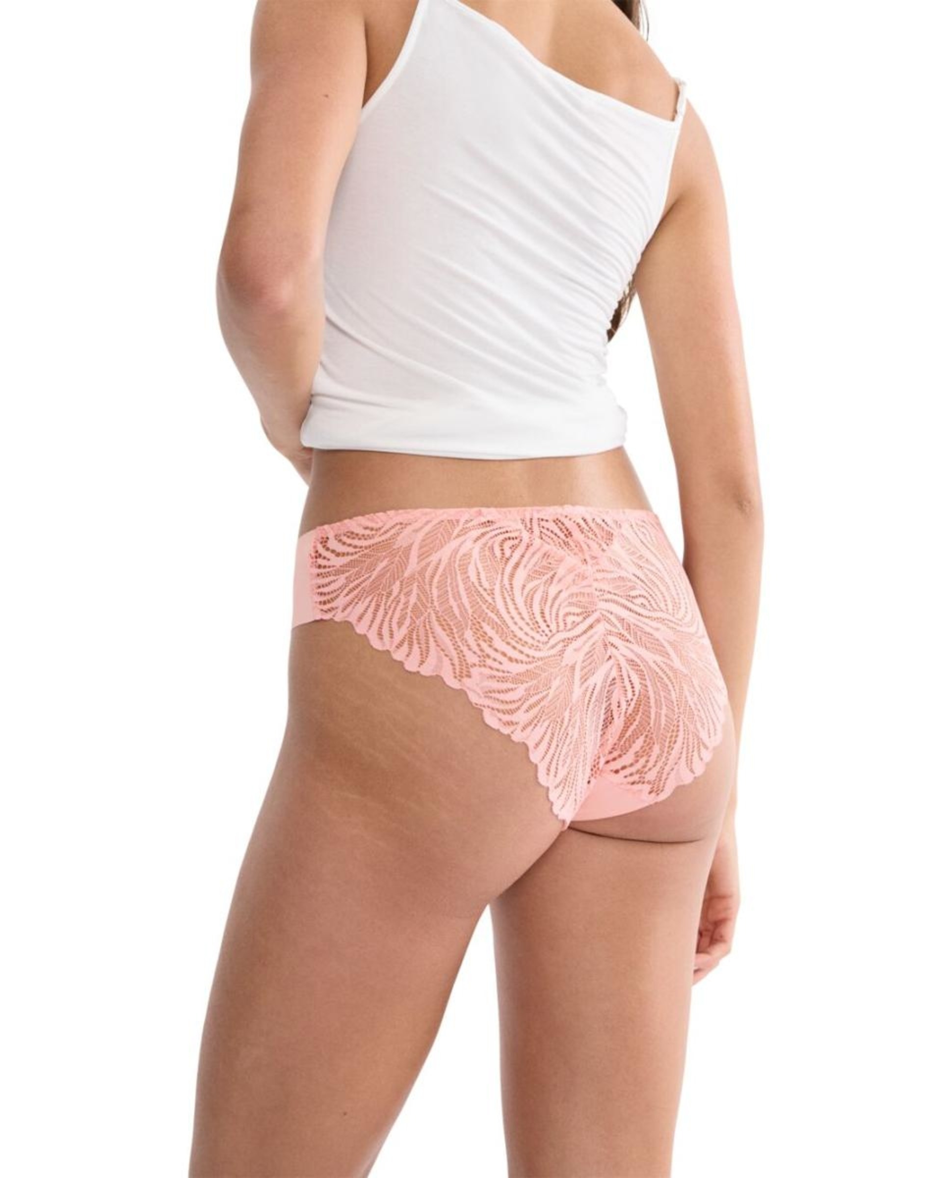 Cueca Tai com Renda Elástica Decorativa e Corte Depurado Confecionado em Microfibra Sustentável Rosa-claro-2