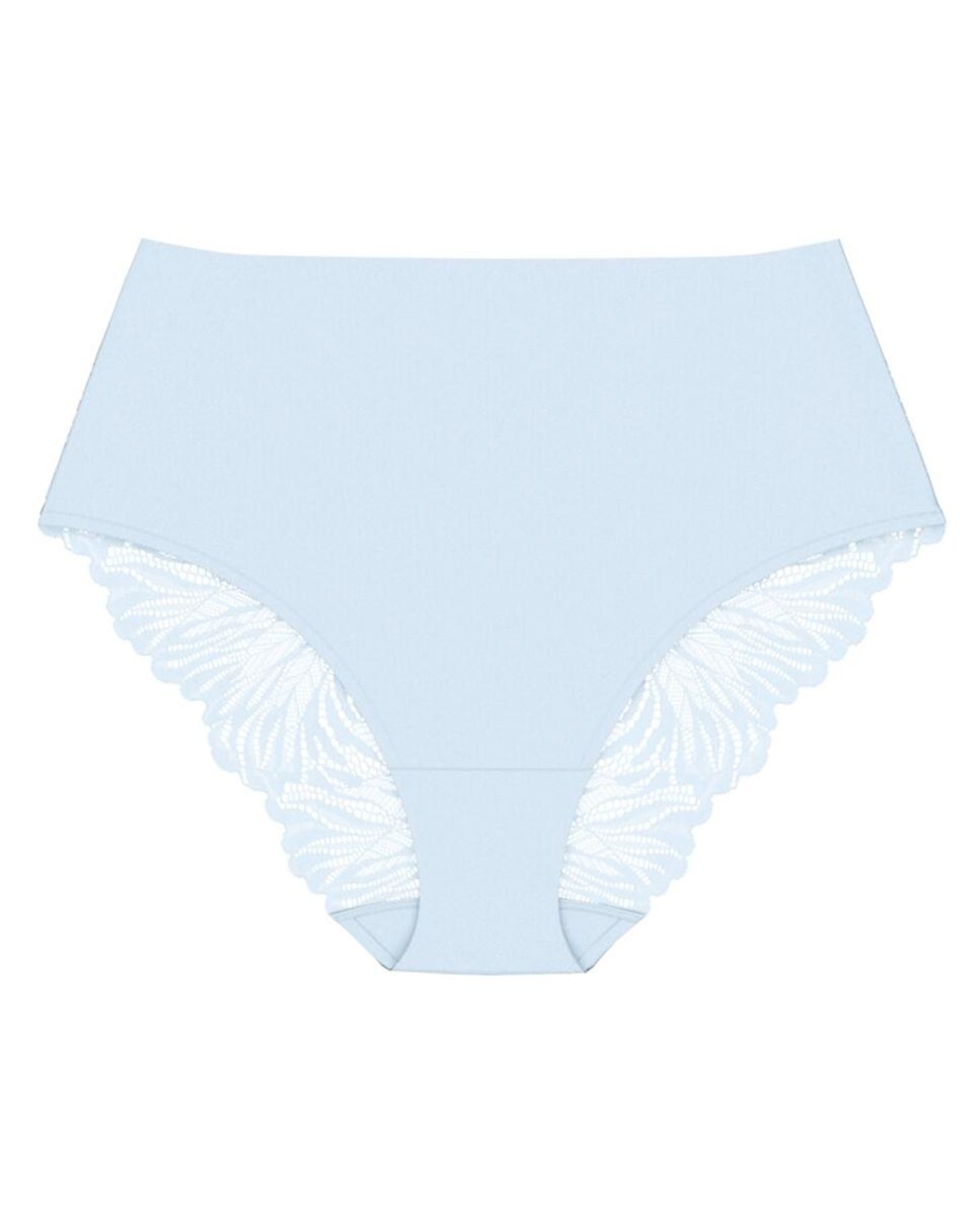 Cueca Maxi com Renda Elástica Decorativa e Corte Refinado, Confecionada em Microfibra Sustentável. Azul-claro-4