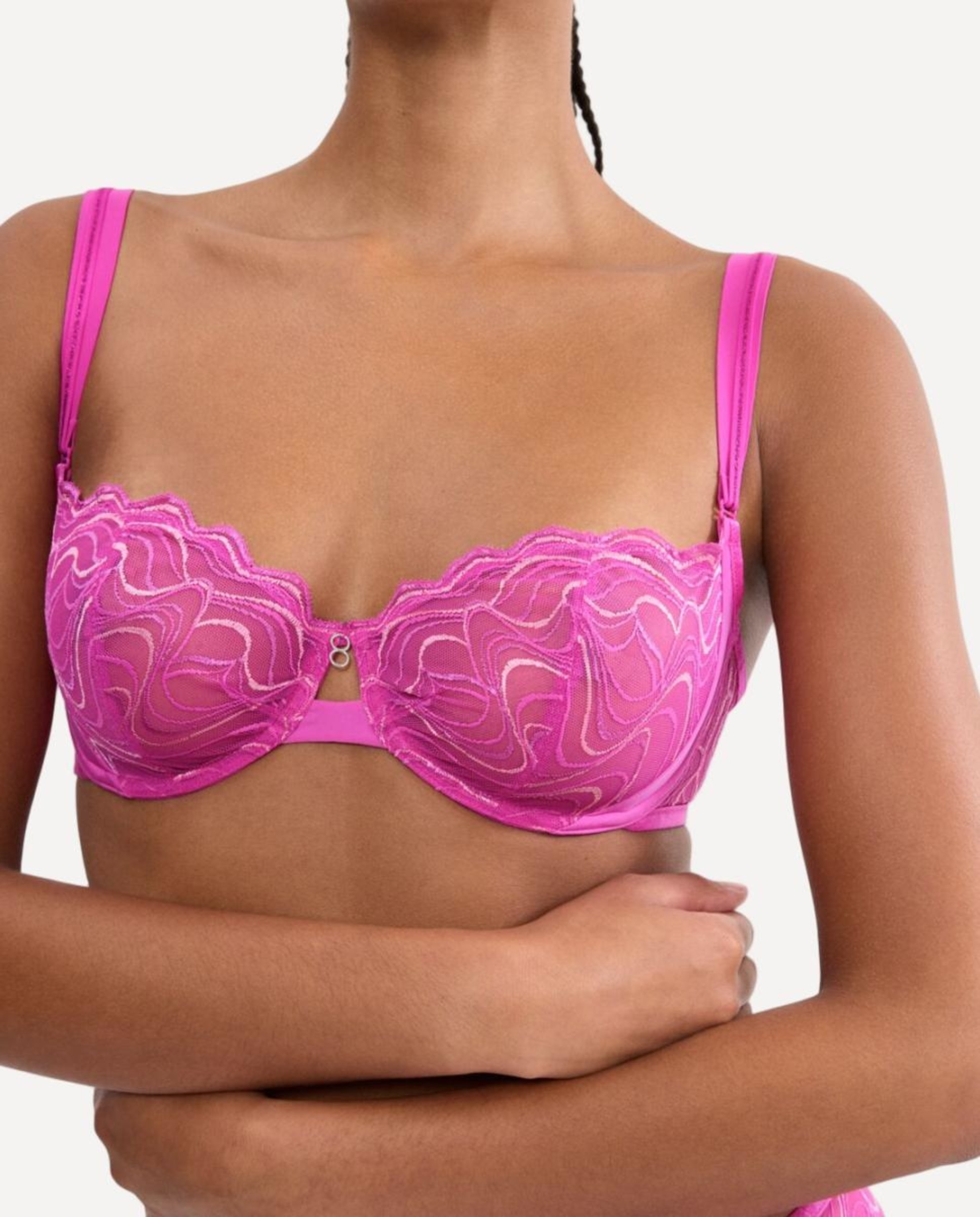 Sujetador Balconette Rosa Con Aros Y Ribete De Florecitas De Encaje Celia De Wild Lovers