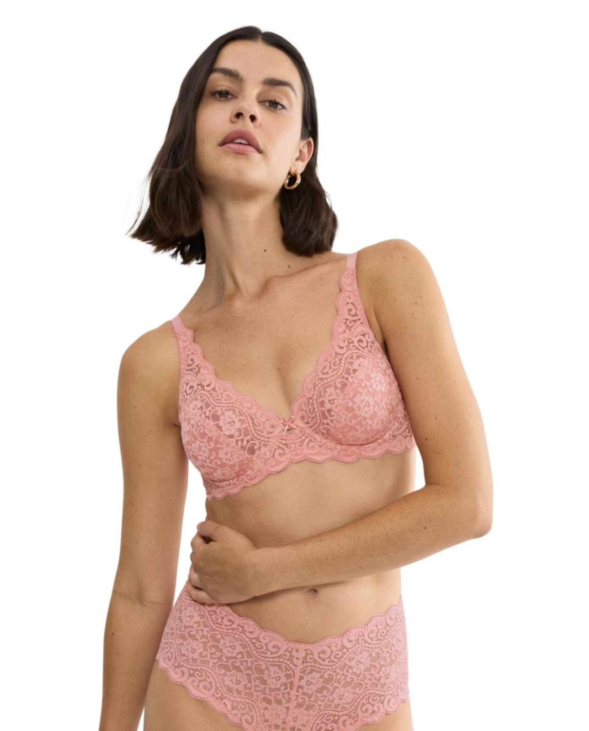 Soutien com aro de renda Rosa-claro-1