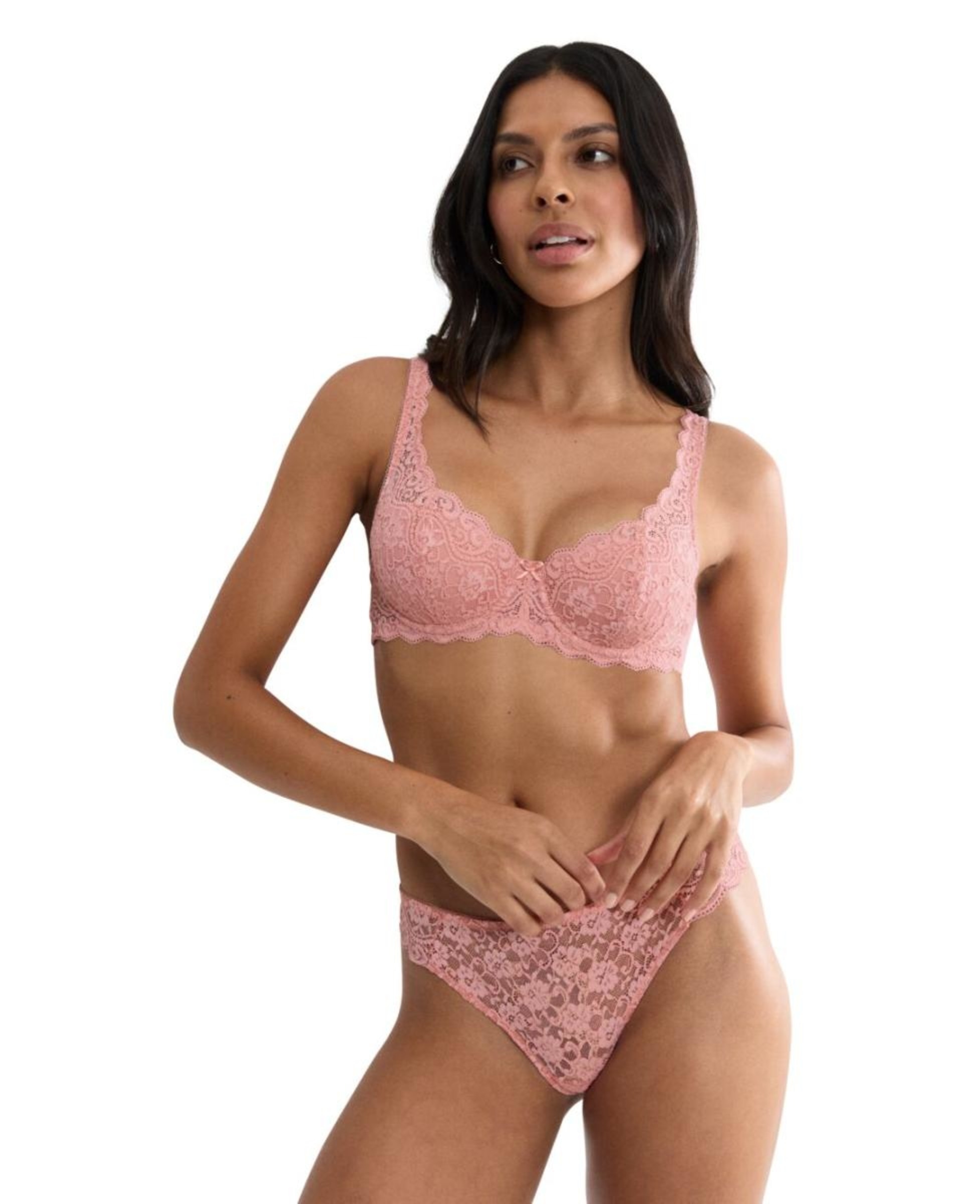 Soutien com Aro e Foam de Renda Rosa-claro-1