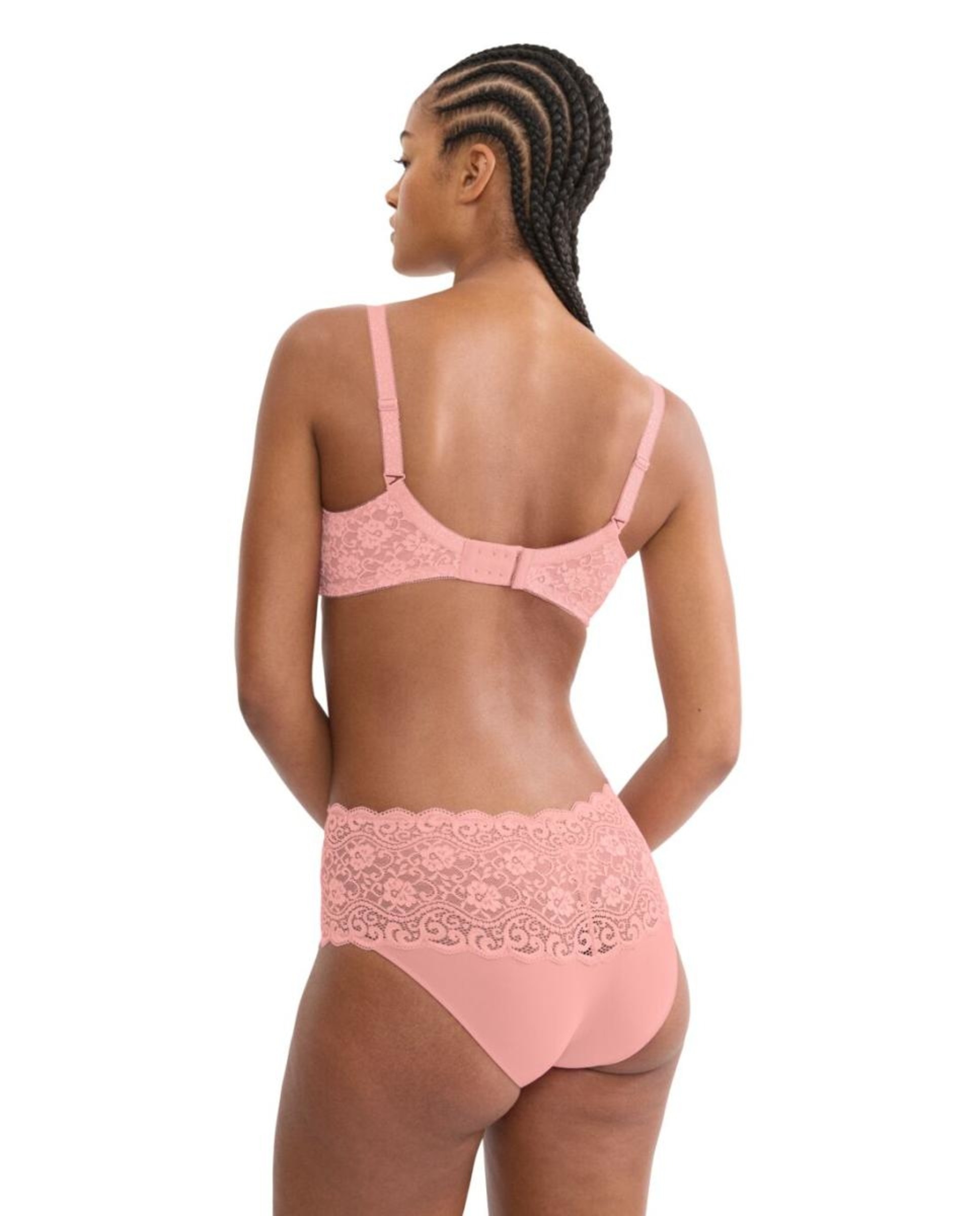 Soutien Redutor sem Aro e com Detalhes de Renda e Jacquard Rosa-claro-2