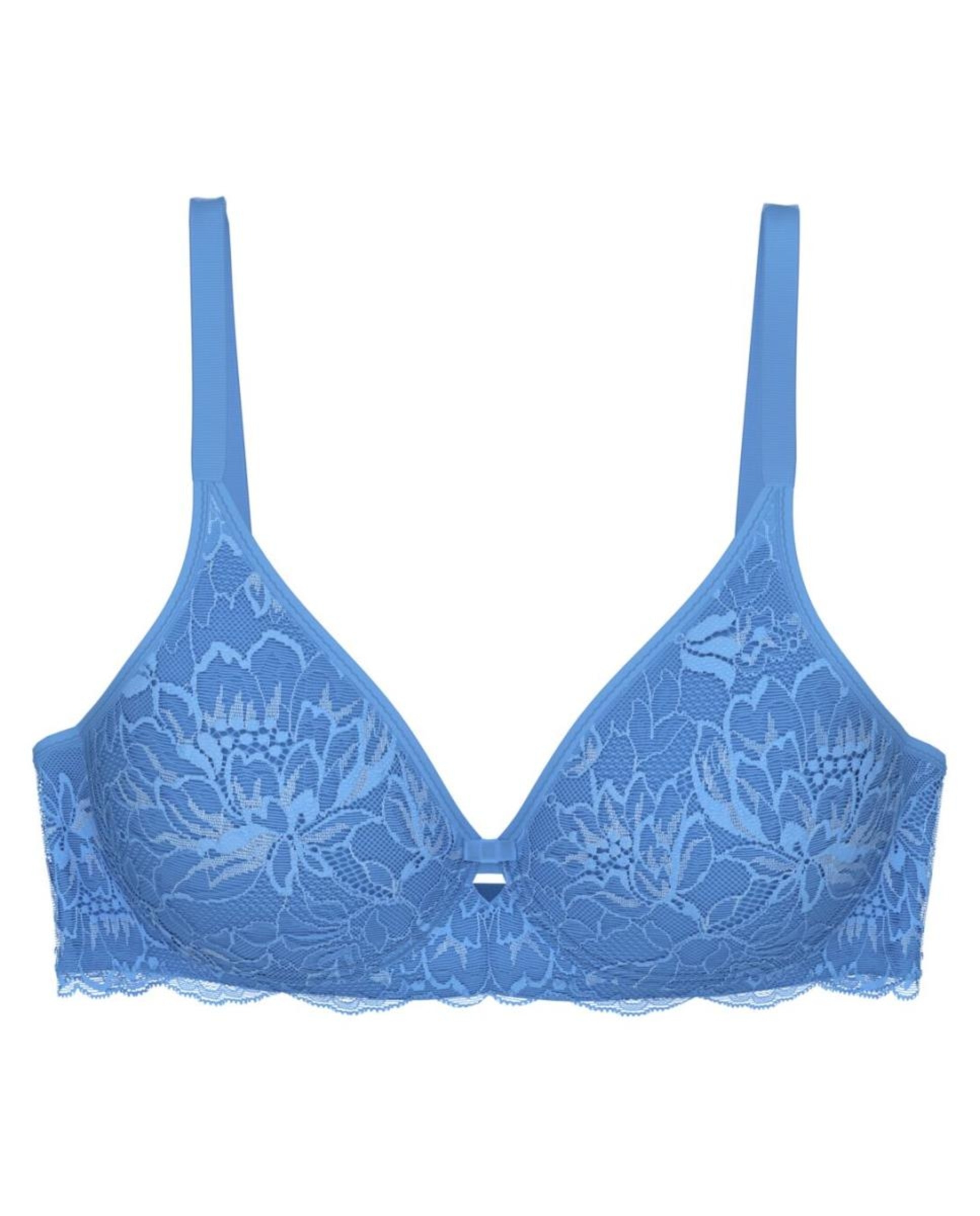Soutien de Copa Grande Moldada de Renda Azul-4