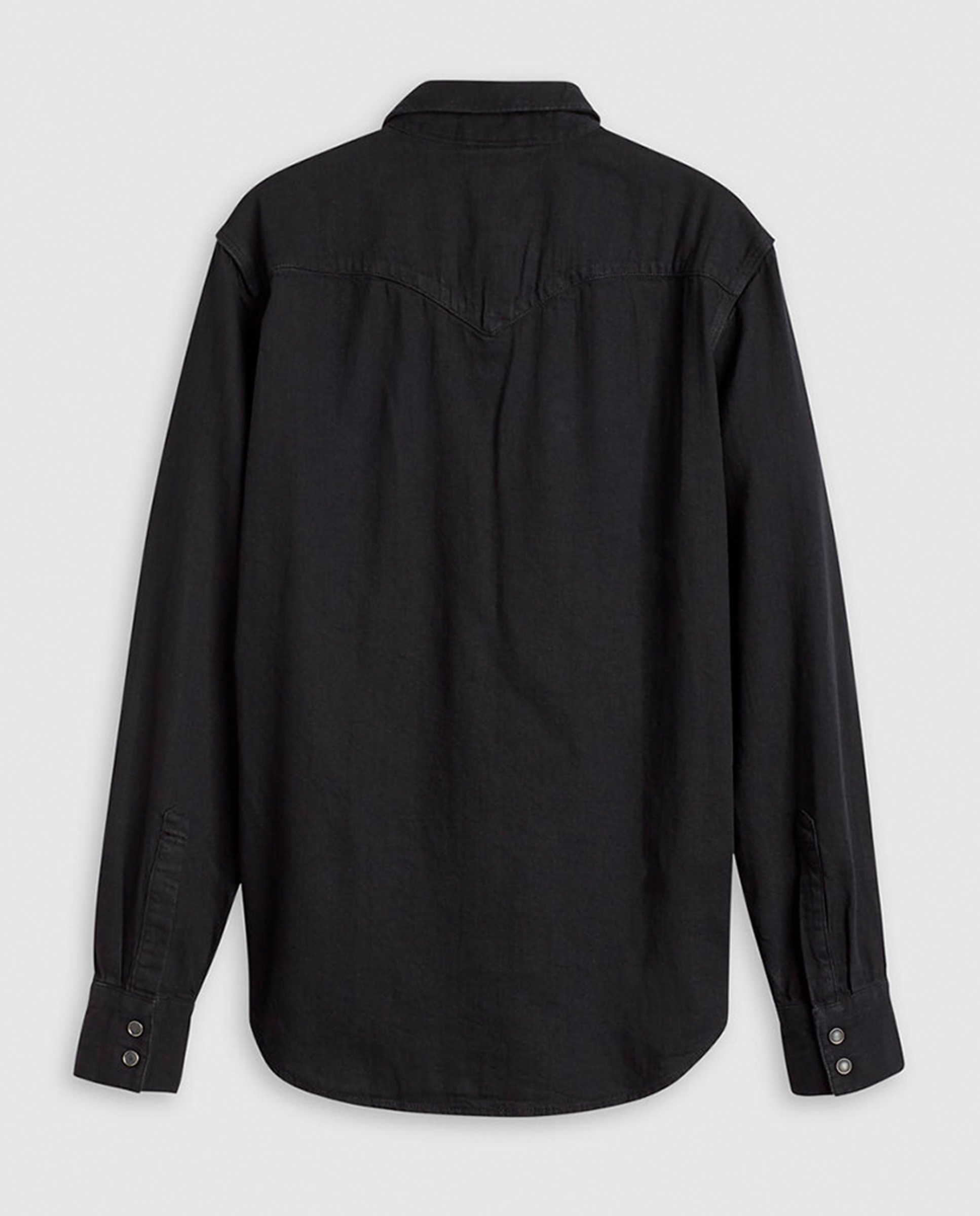 Camisa de Manga Comprida em Ganga Preto-6