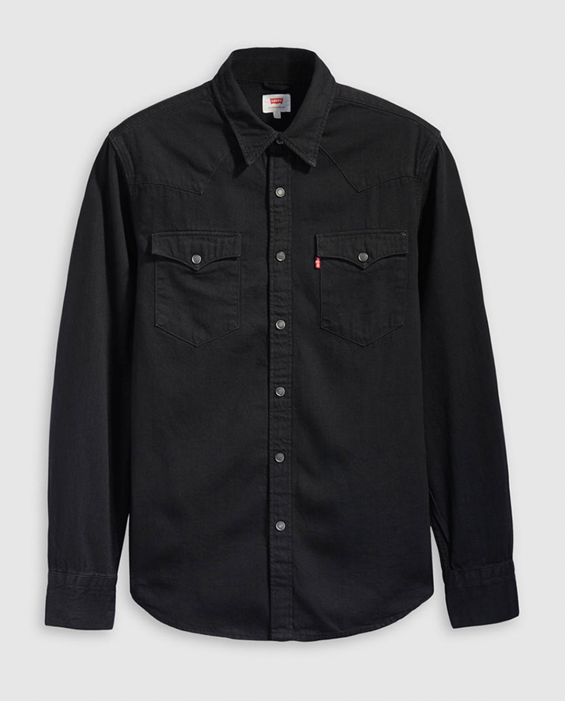 Camisa de Manga Comprida em Ganga Preto-5