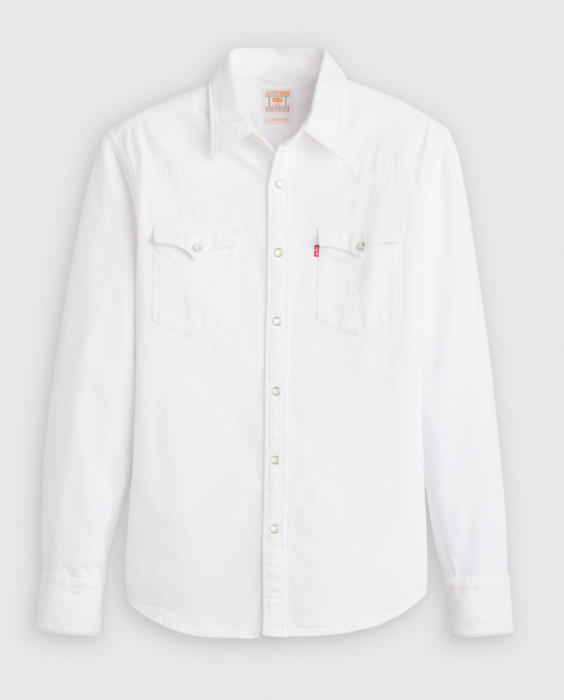 Camisa de Manga Comprida em Ganga Branco-3