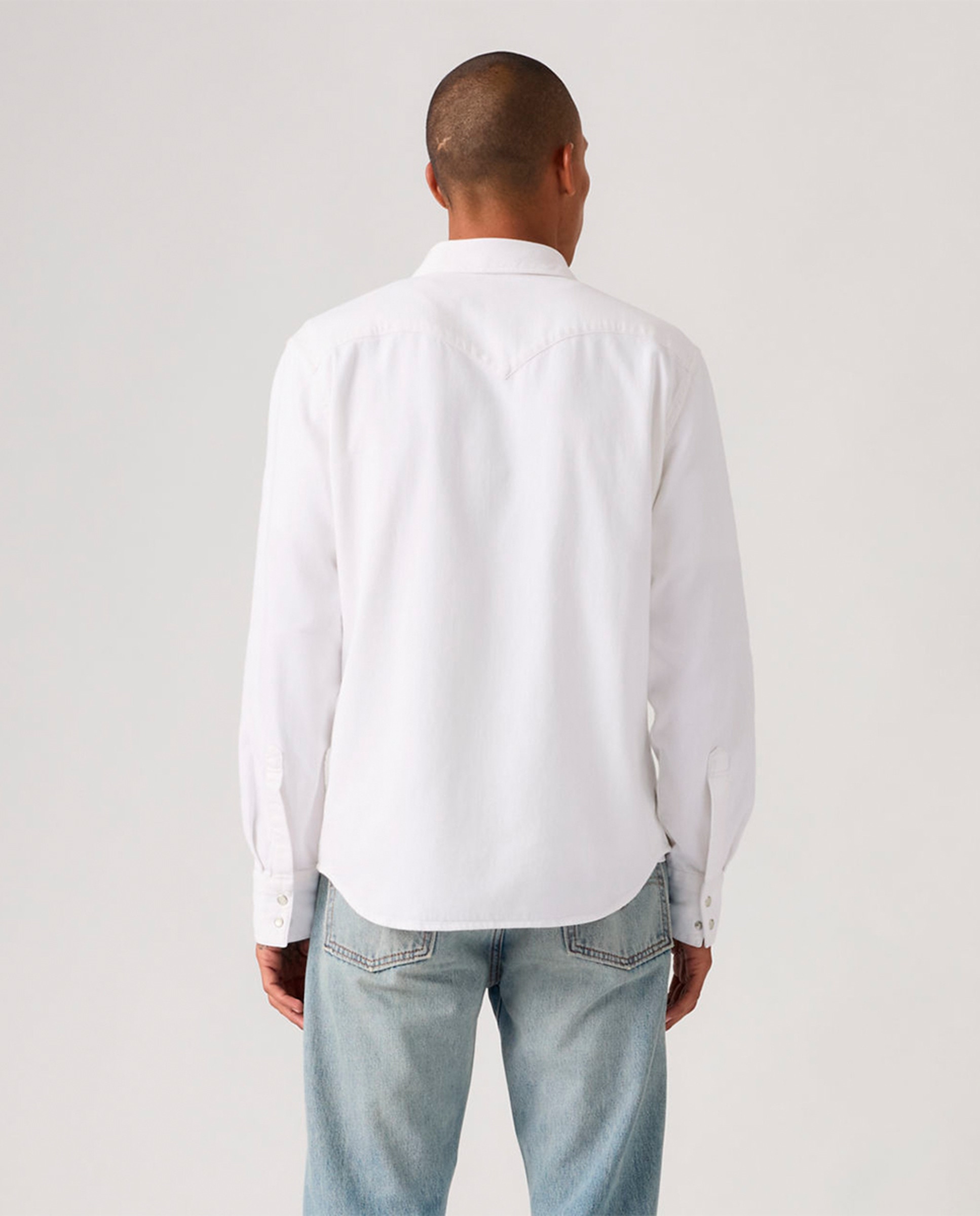 Camisa de Manga Comprida em Ganga Branco-2