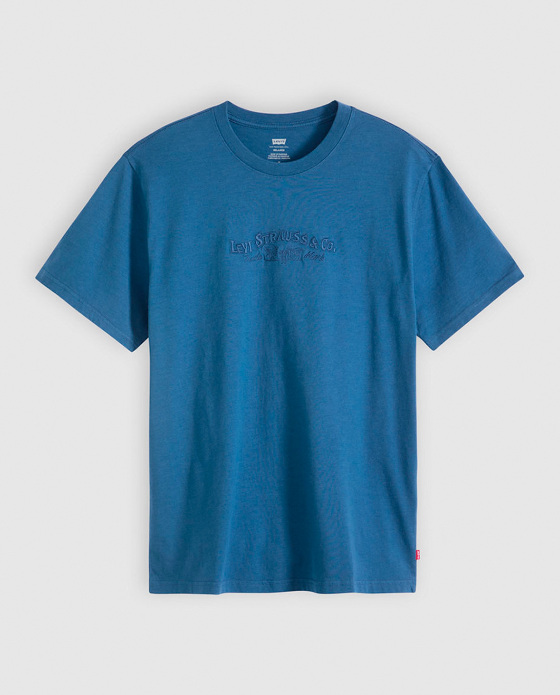 T-shirt de Manga Curta com Decote Redondo Azul-3