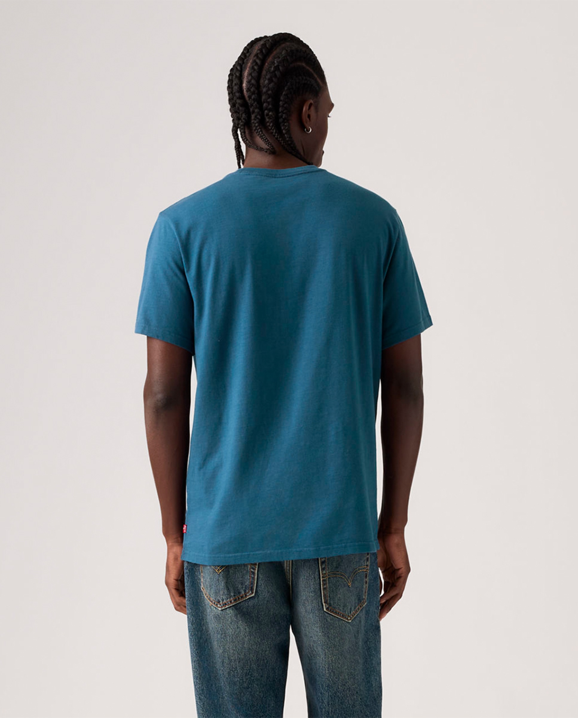 T-shirt de Manga Curta com Decote Redondo Azul-2