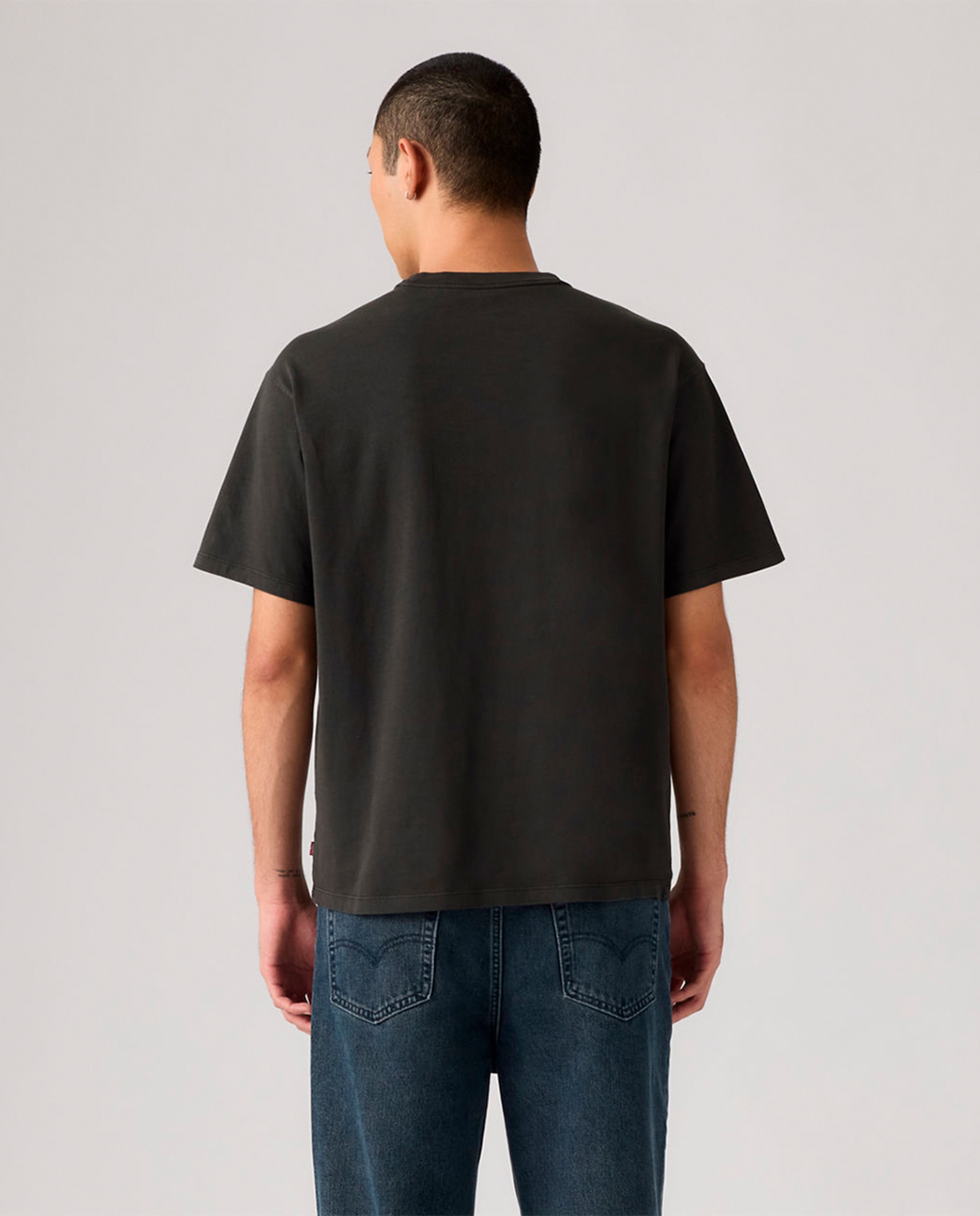T-shirt de Manga Curta com Decote Redondo Preto-2
