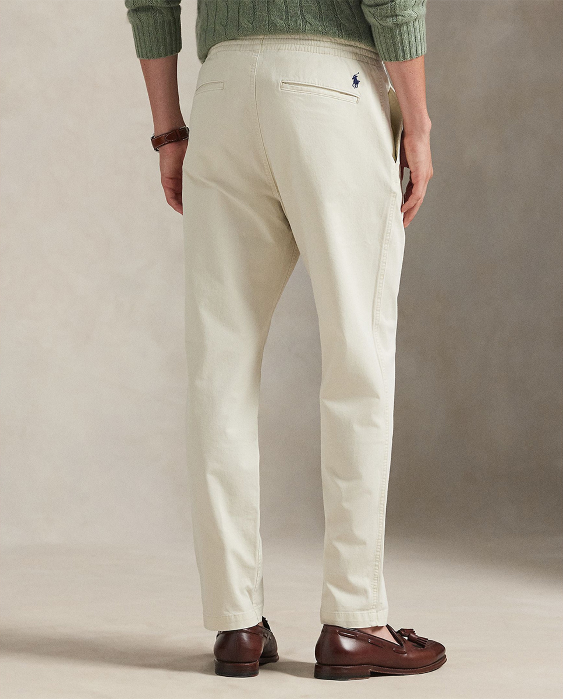 Calças Chino de Algodão Elástico Classic Fit Creme-4