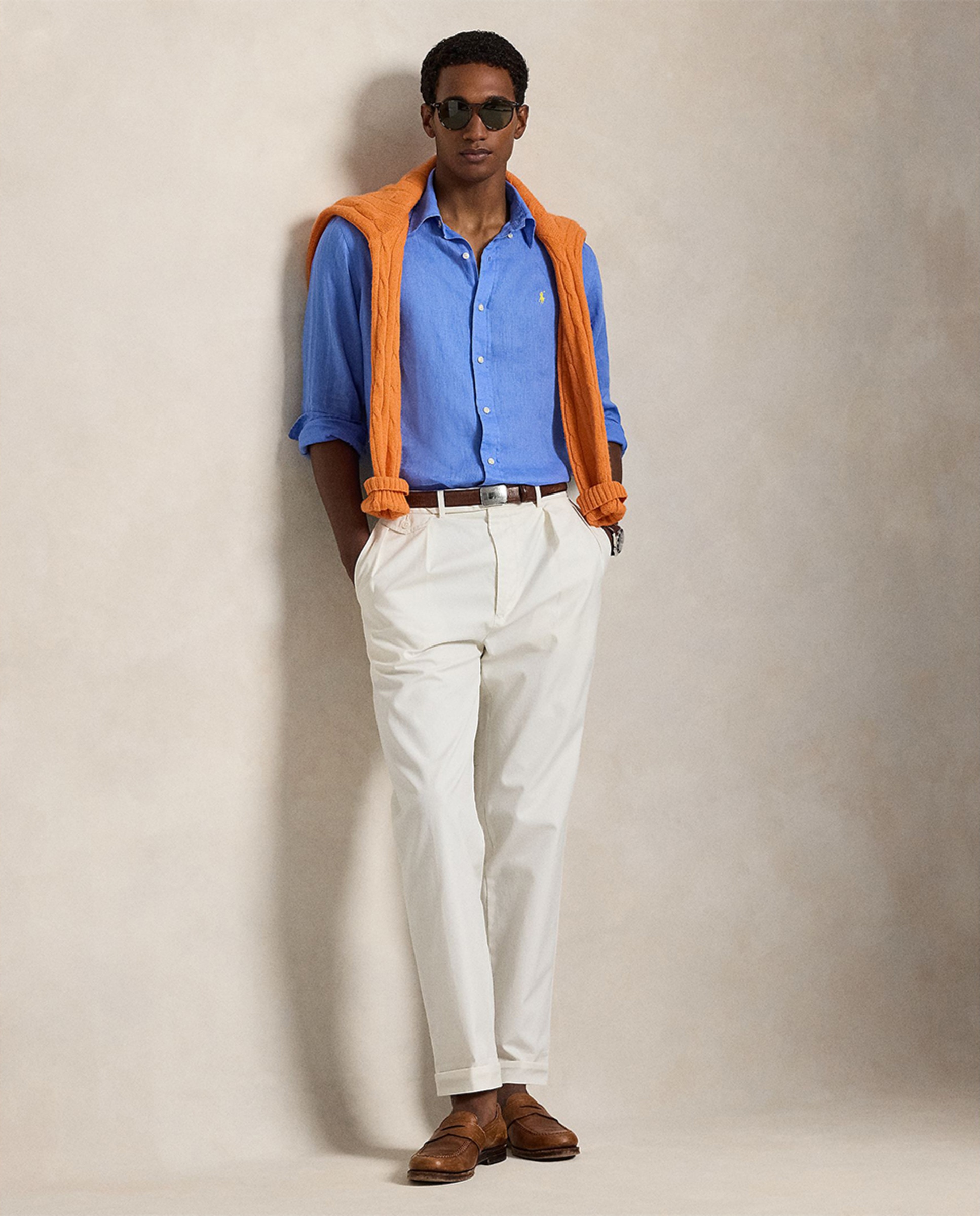 Camisa de Linho Classic Fit Azul Céu-6