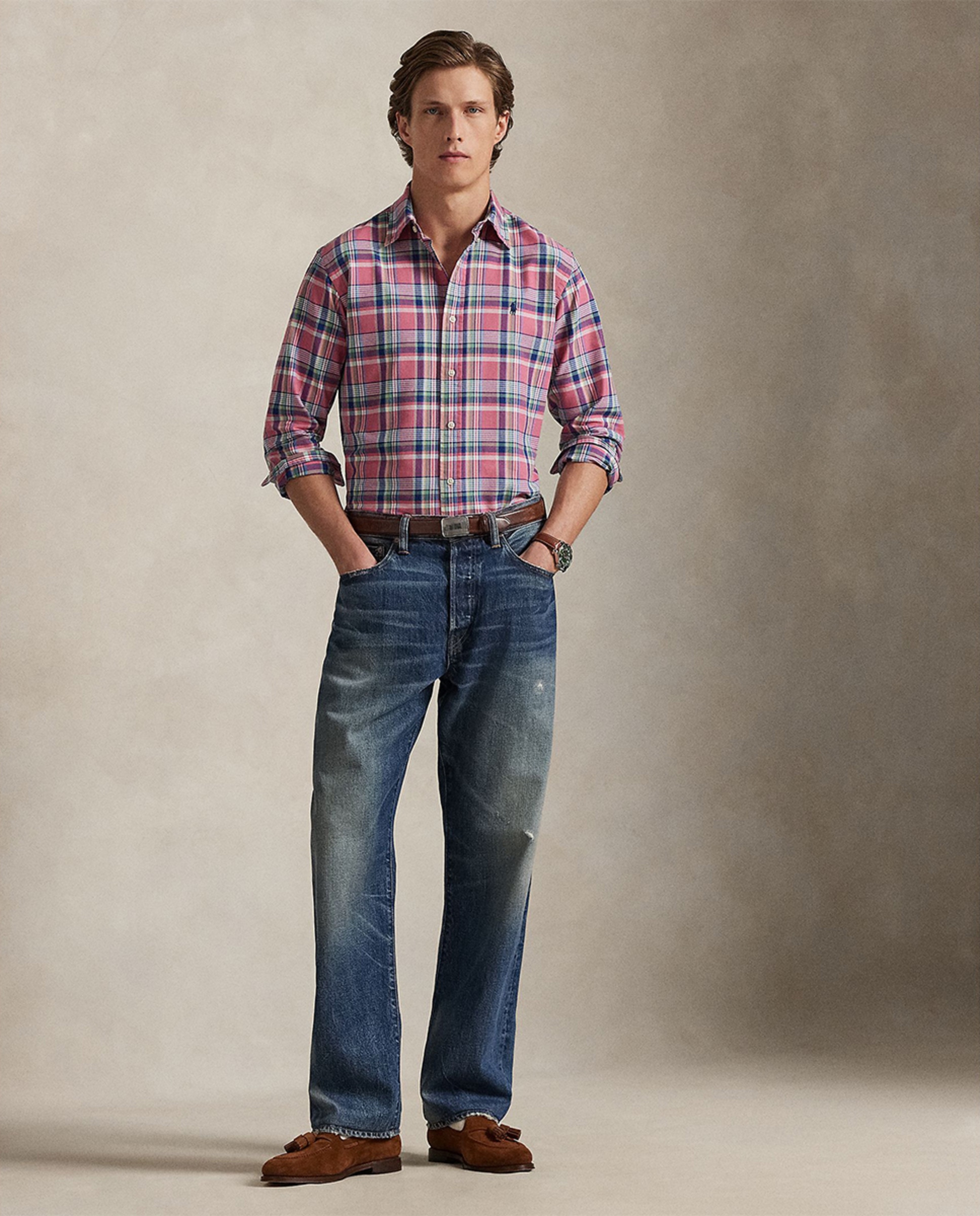 Camisa Oxford Custom Fit aos Quadrados Multicolor-6