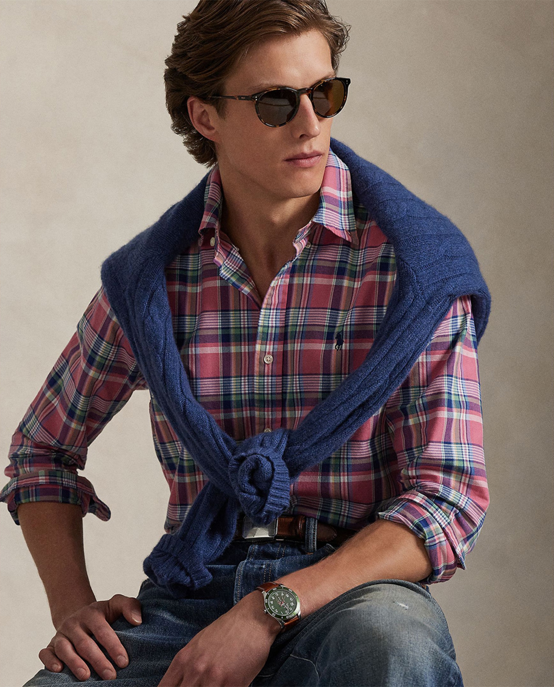 Camisa Oxford Custom Fit aos Quadrados Multicolor-4