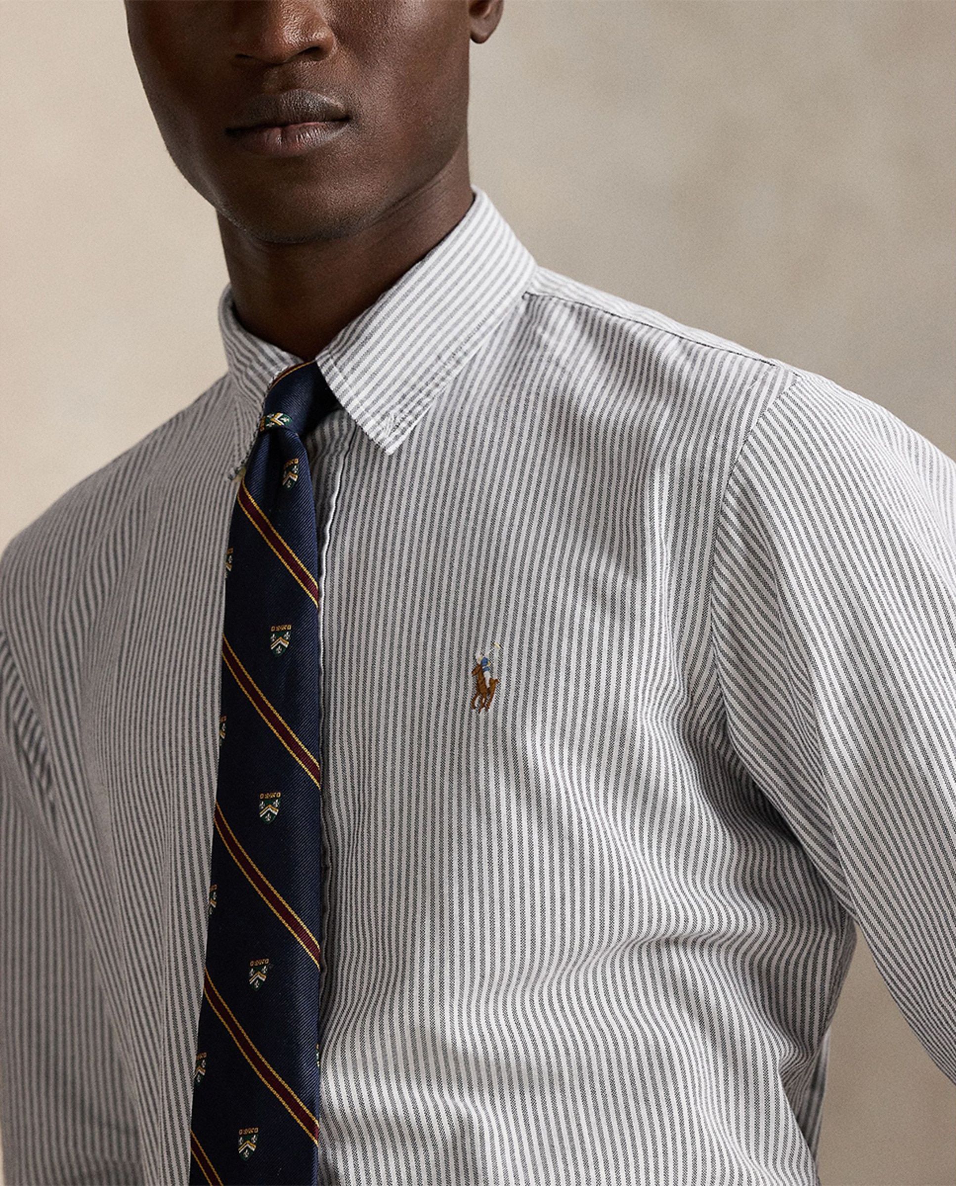 Camisa Oxford de Algodão Custom Fit Cinzento-claro-3