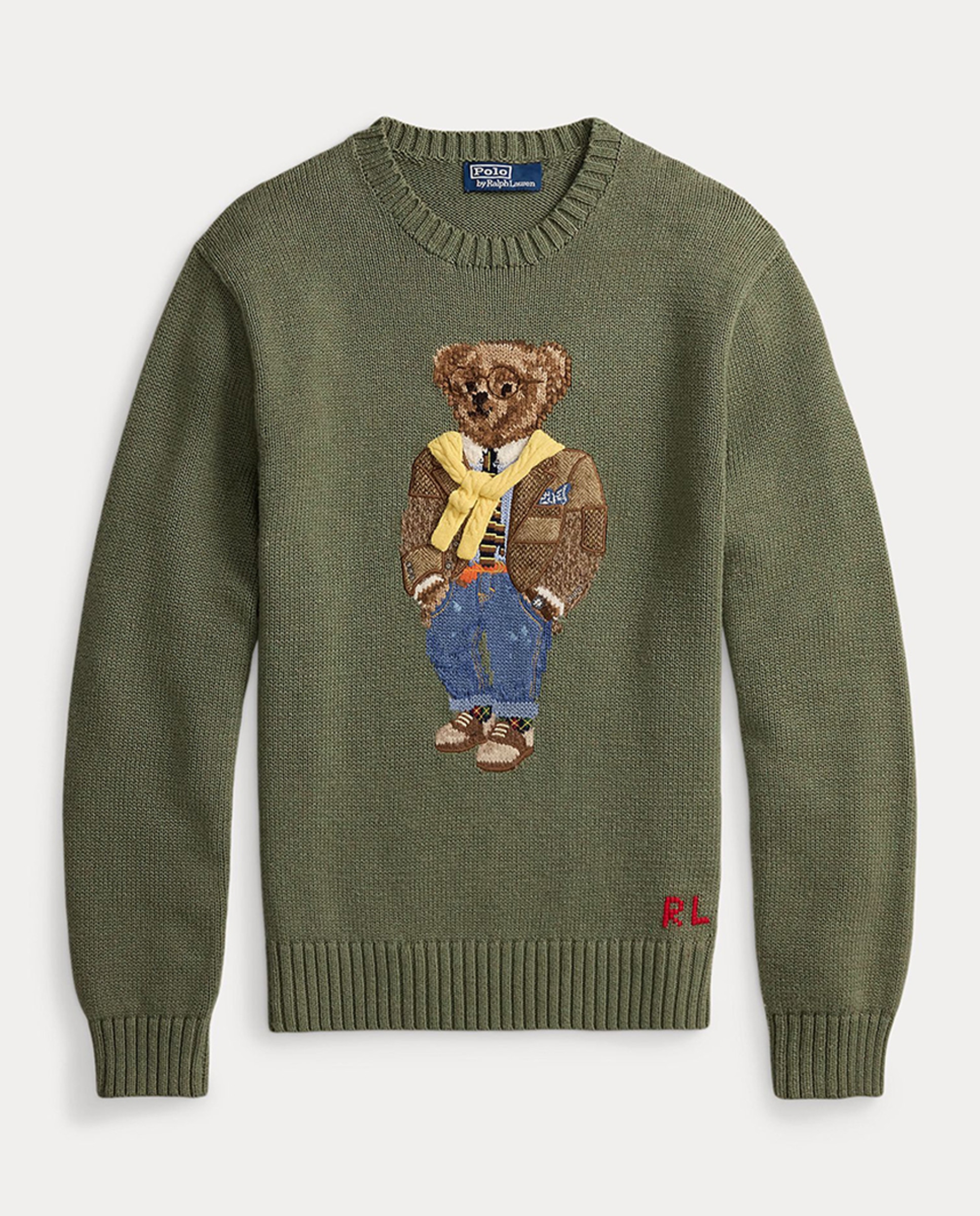 Camisola de Malha com Polo Bear e em Algodão Musgo-5