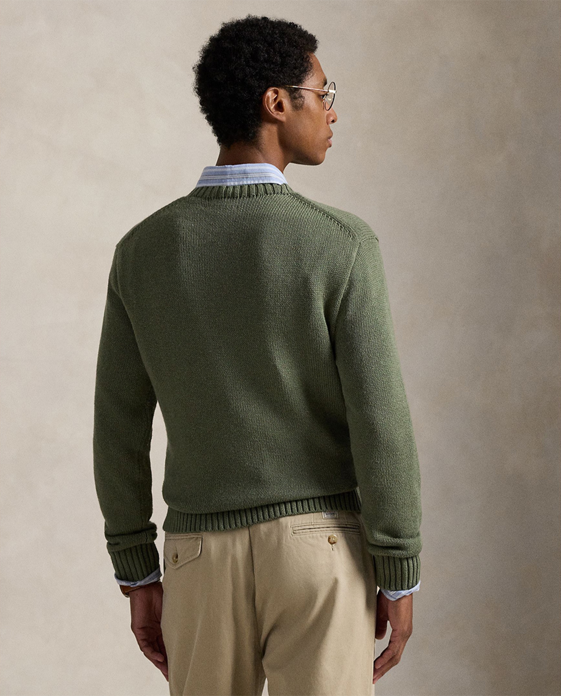 Camisola de Malha com Polo Bear e em Algodão Musgo-2