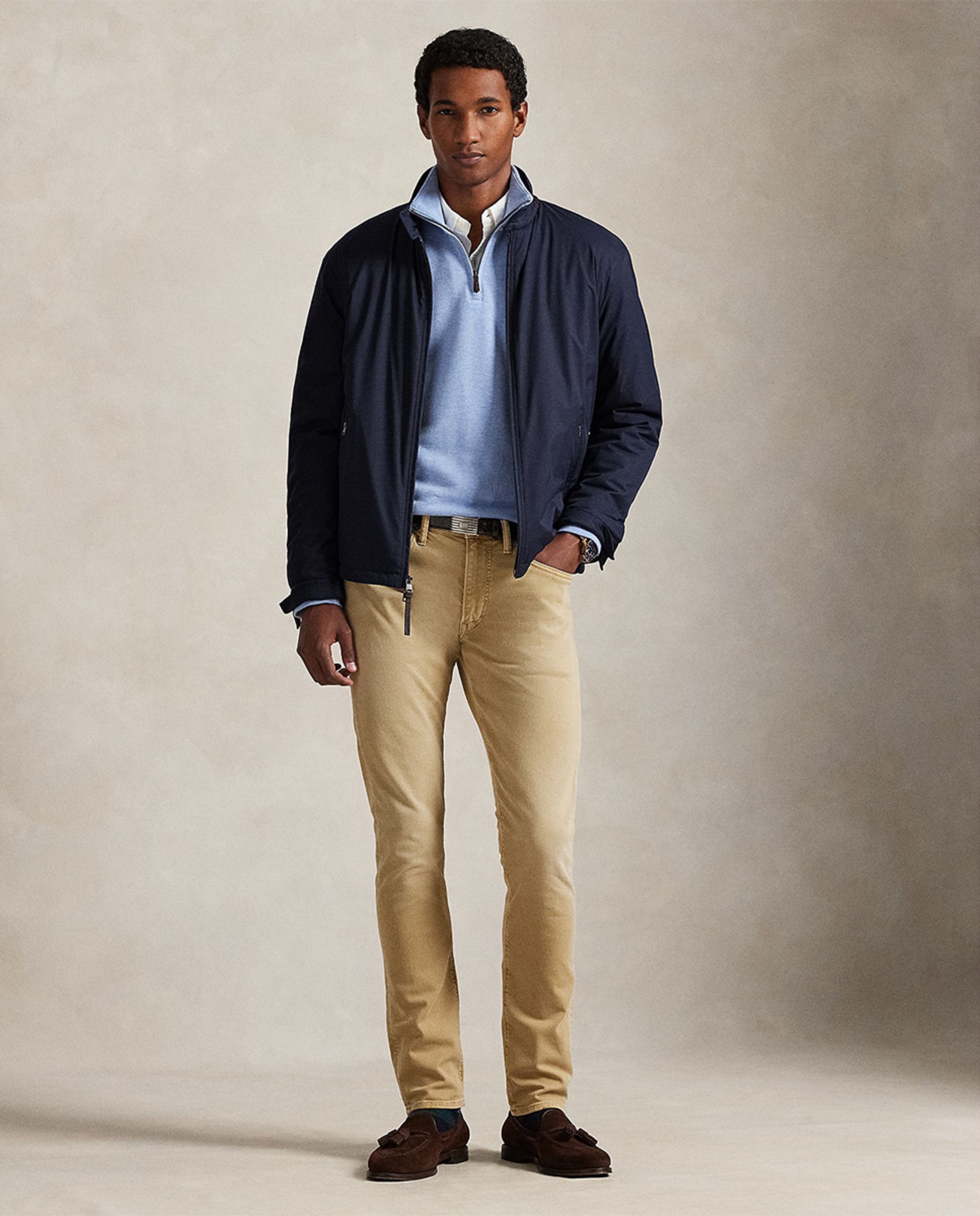 Camiseta de hombre Barclay Jaspeado con cremallera corta - Polo Ralph Lauren - Azul claro Azul claro-6