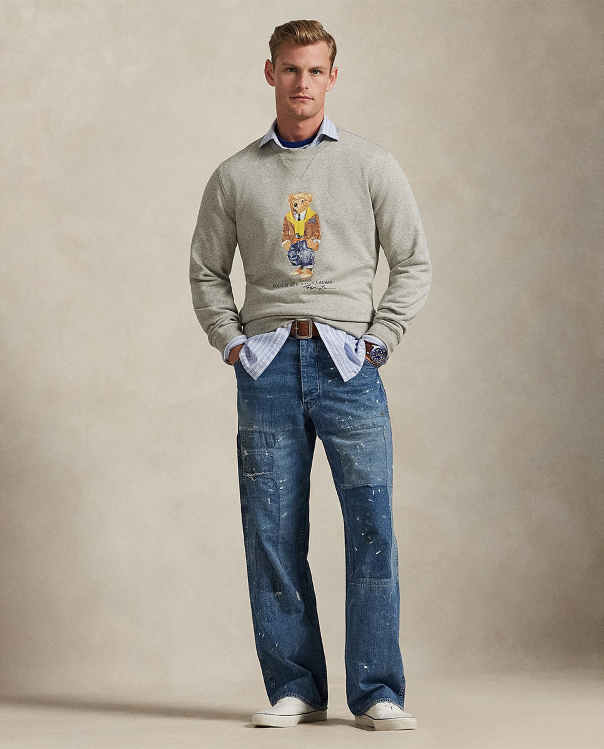 Sweatshirt de Felpa com Polo Bear Cinzento-5