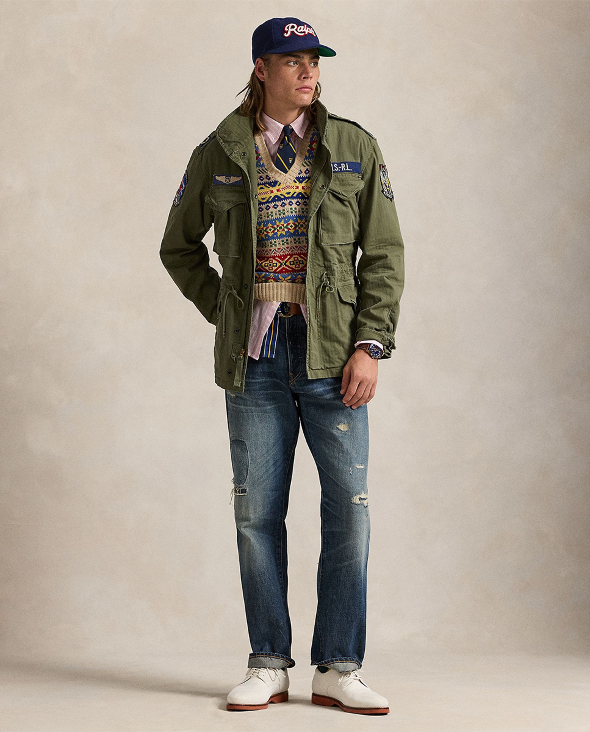 Parka de Algodão com Remendos Verde-militar-9