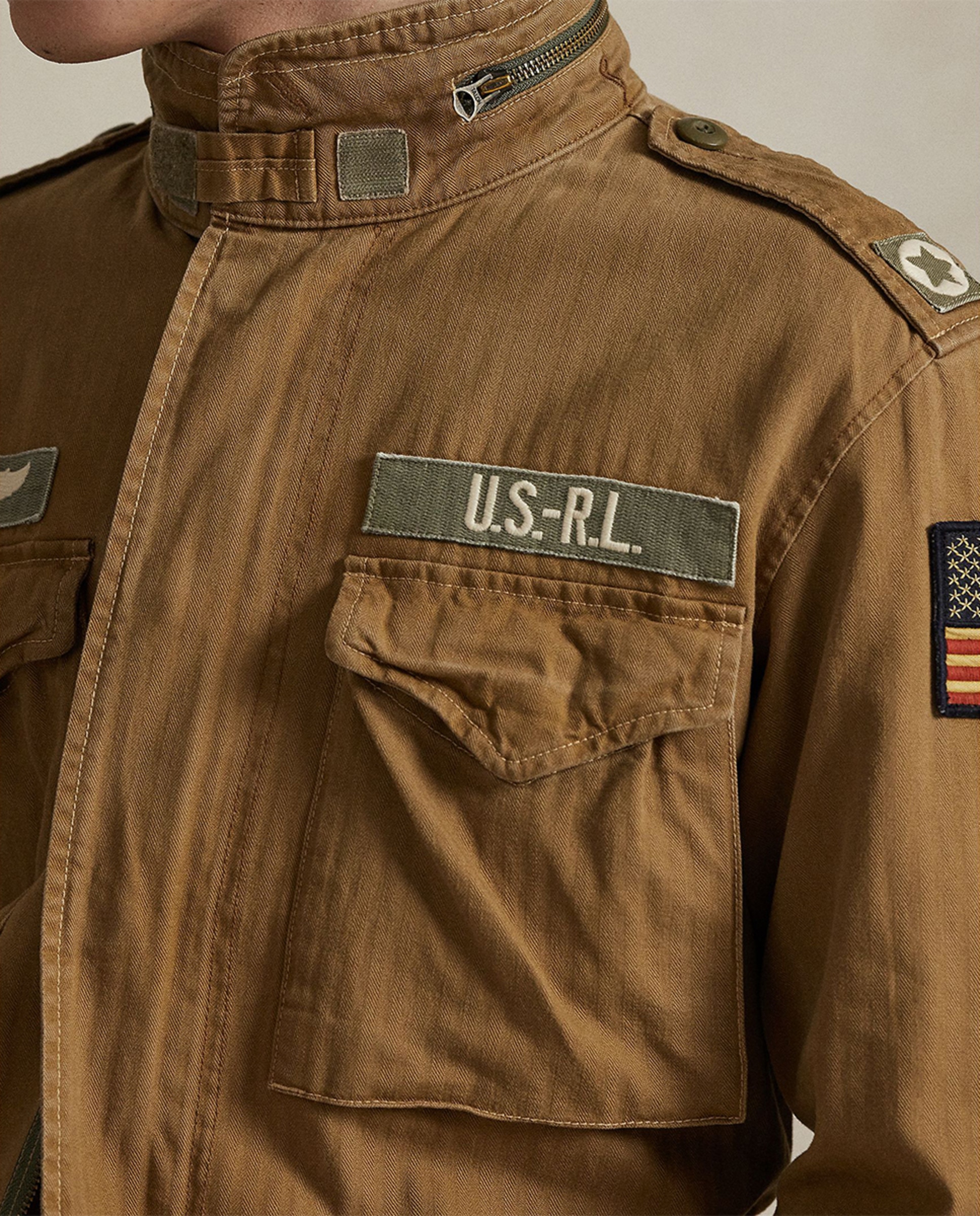 Parka de Algodão com Remendos Castanho-3