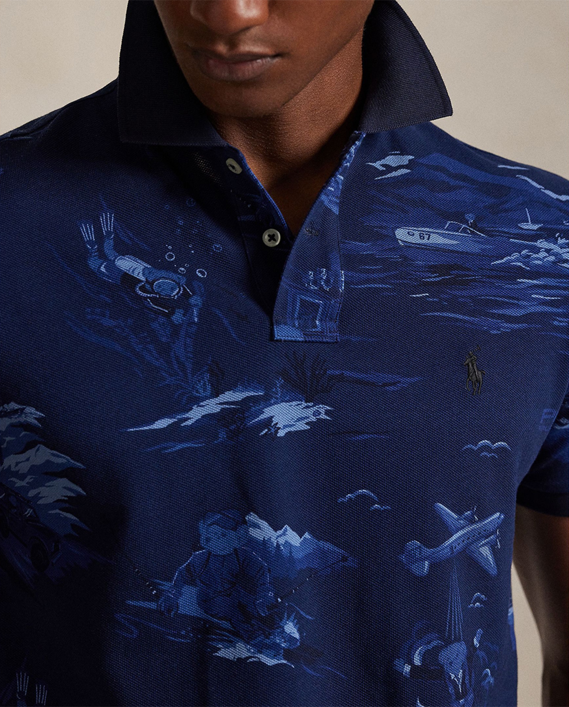 Polo Piqué com Polo Bear Custom Slim Azul-marinho-3