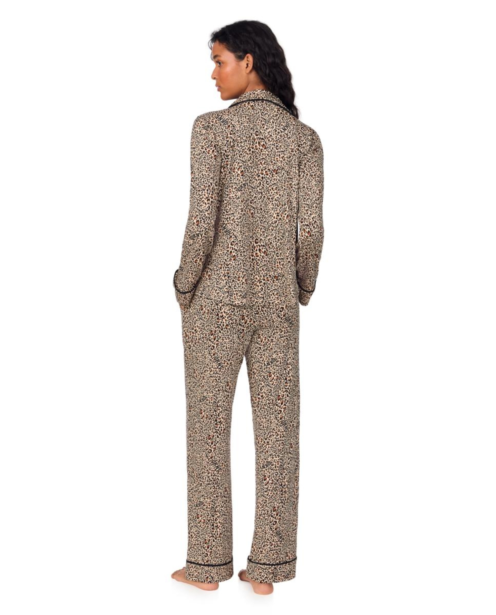 Pijama de Manga Comprida Bege-2