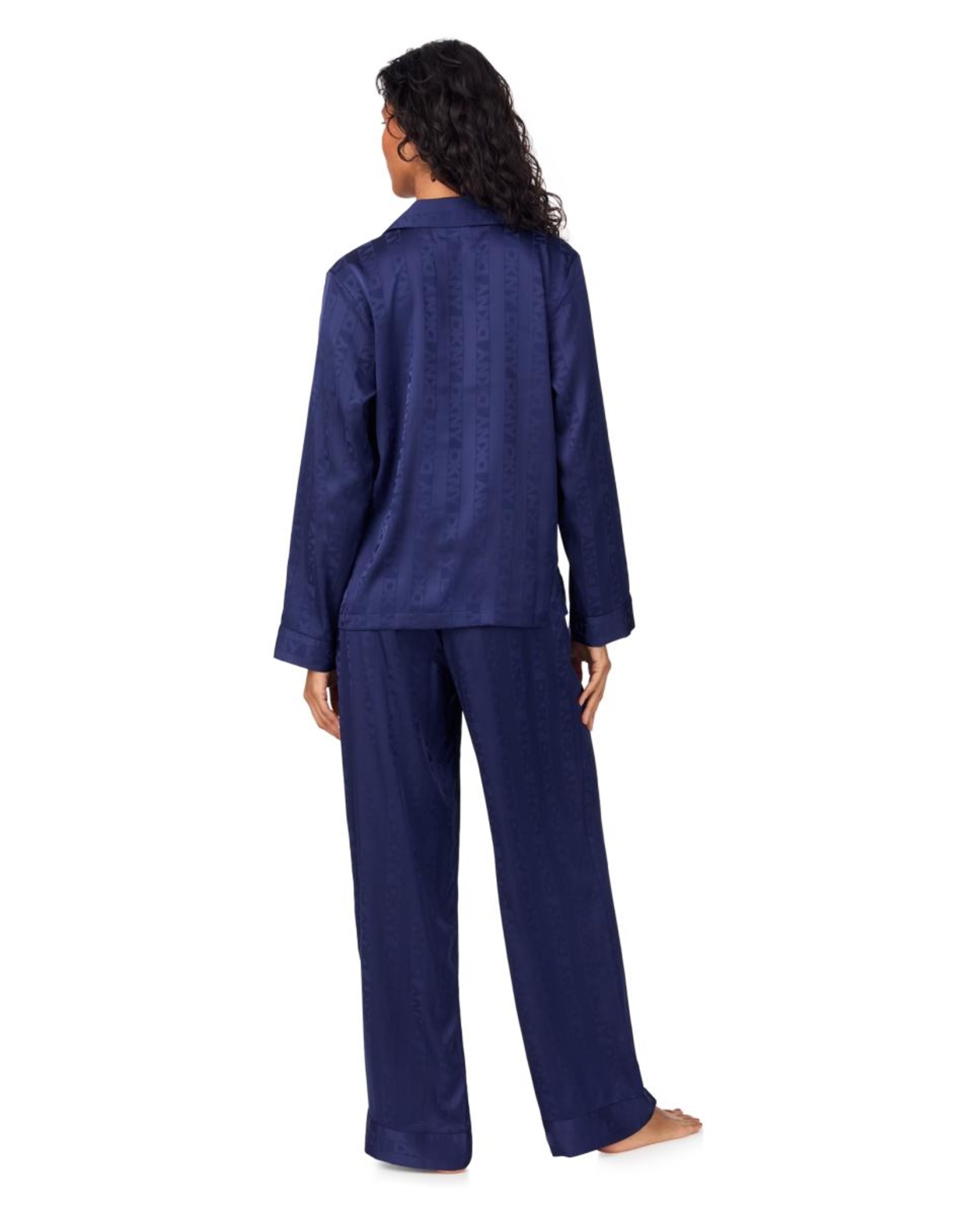 Pijama de Poliéster Acetinado Azul-marinho-2