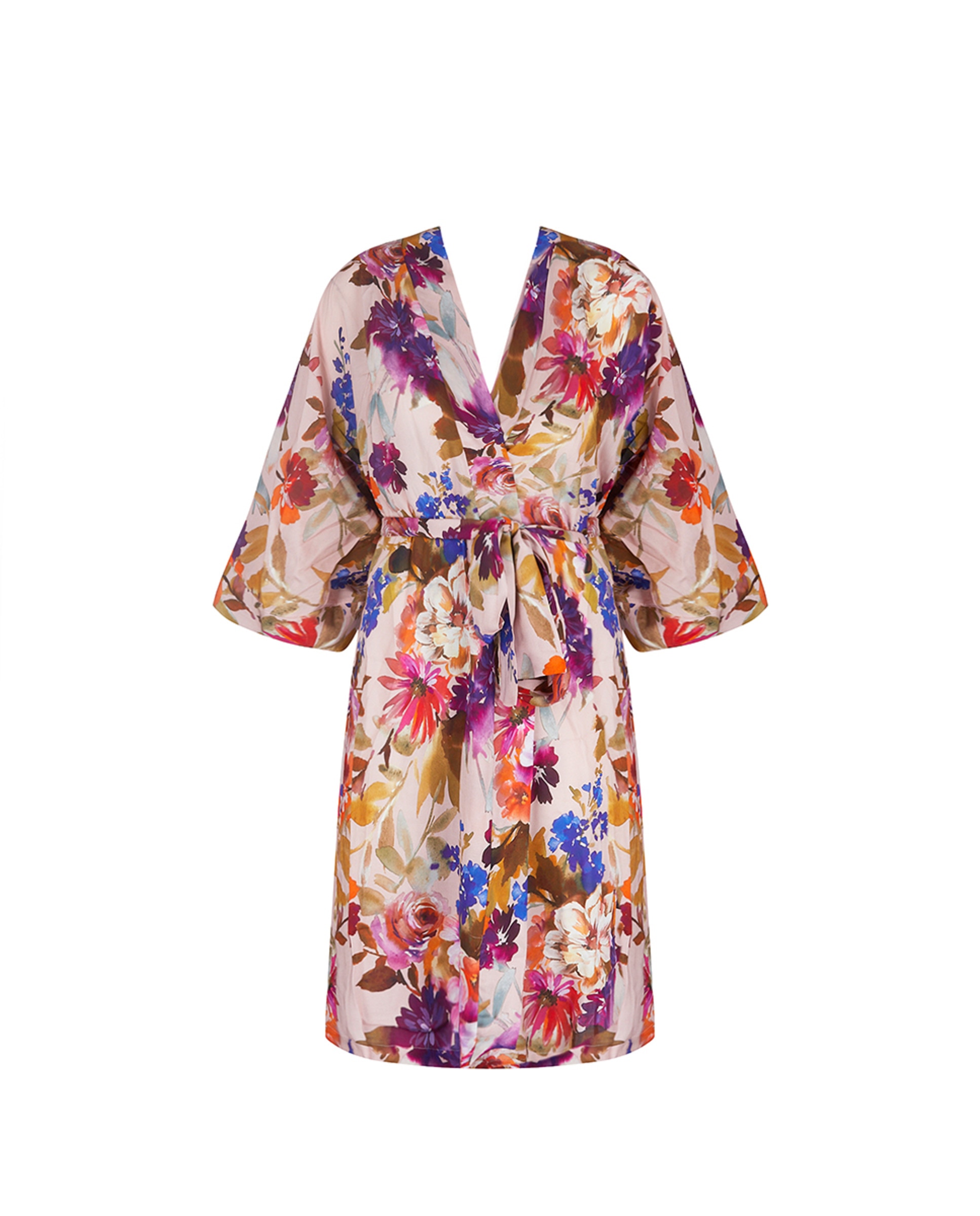 Robe com Cinto e Manga 3/4 Rosas-5